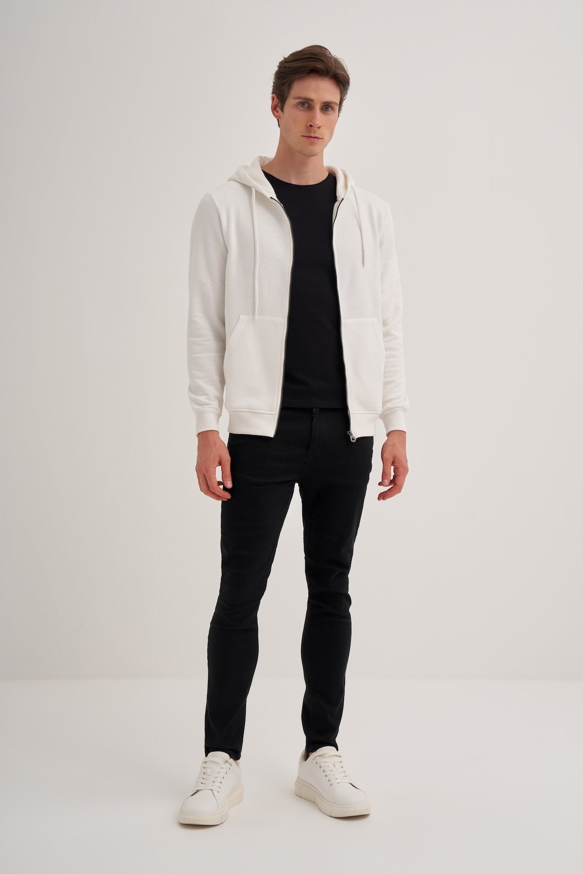 Raised 3 Thread Fabric Basic Hooded Regular Fit Sweat Jacket