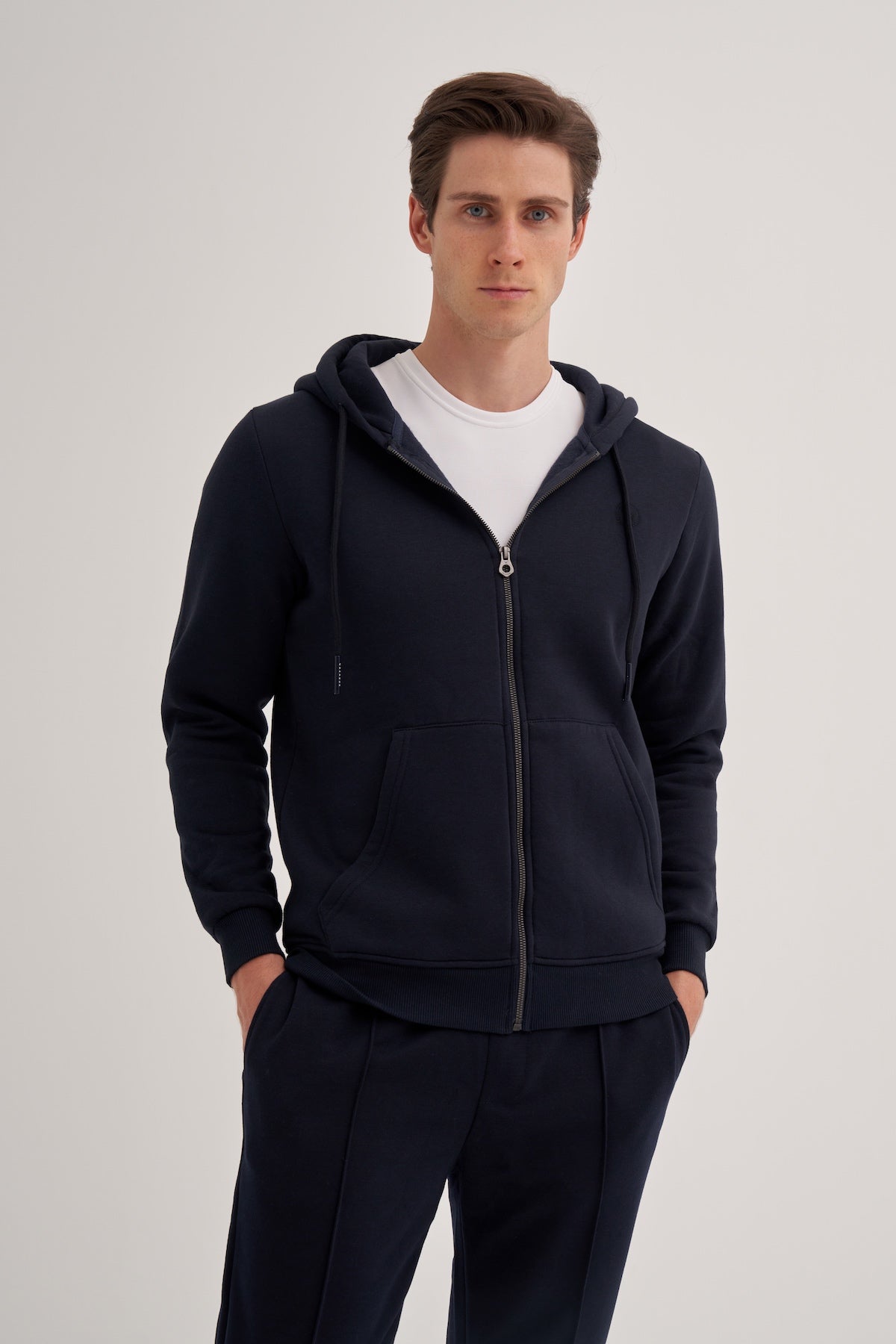 Raised 3 Thread Fabric Basic Hooded Regular Fit Sweat Jacket