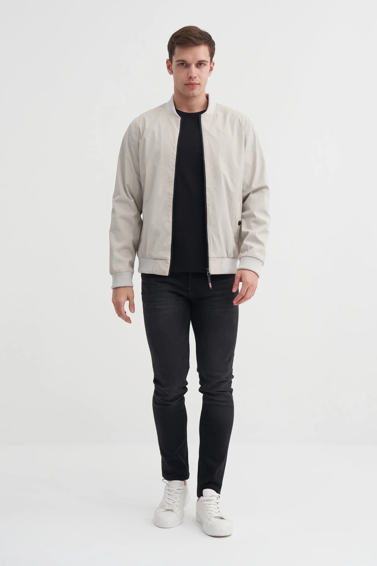 Regular Fit College Collar Woven Jacket