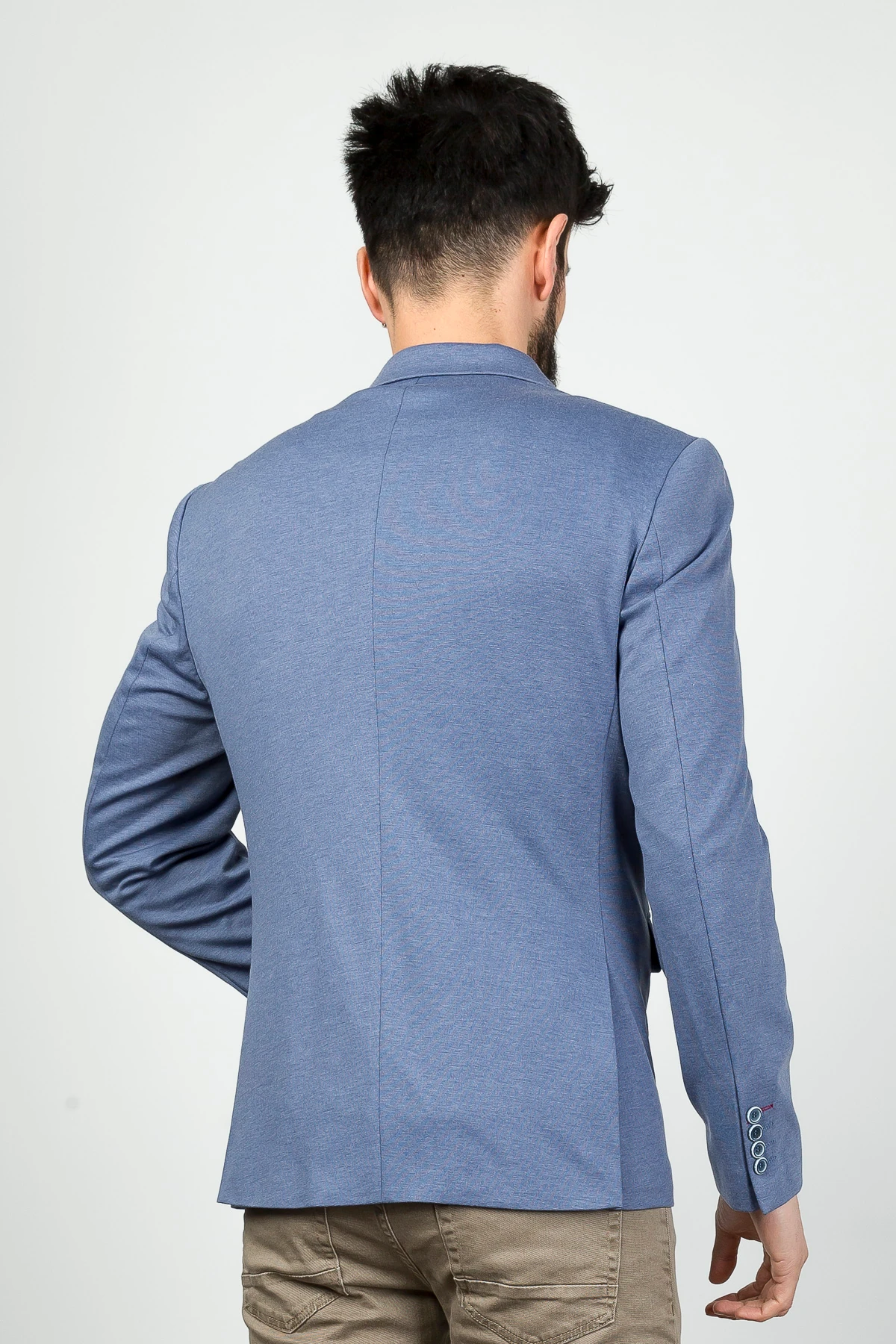 Textured Cotton Blend Slim Fit Blazer