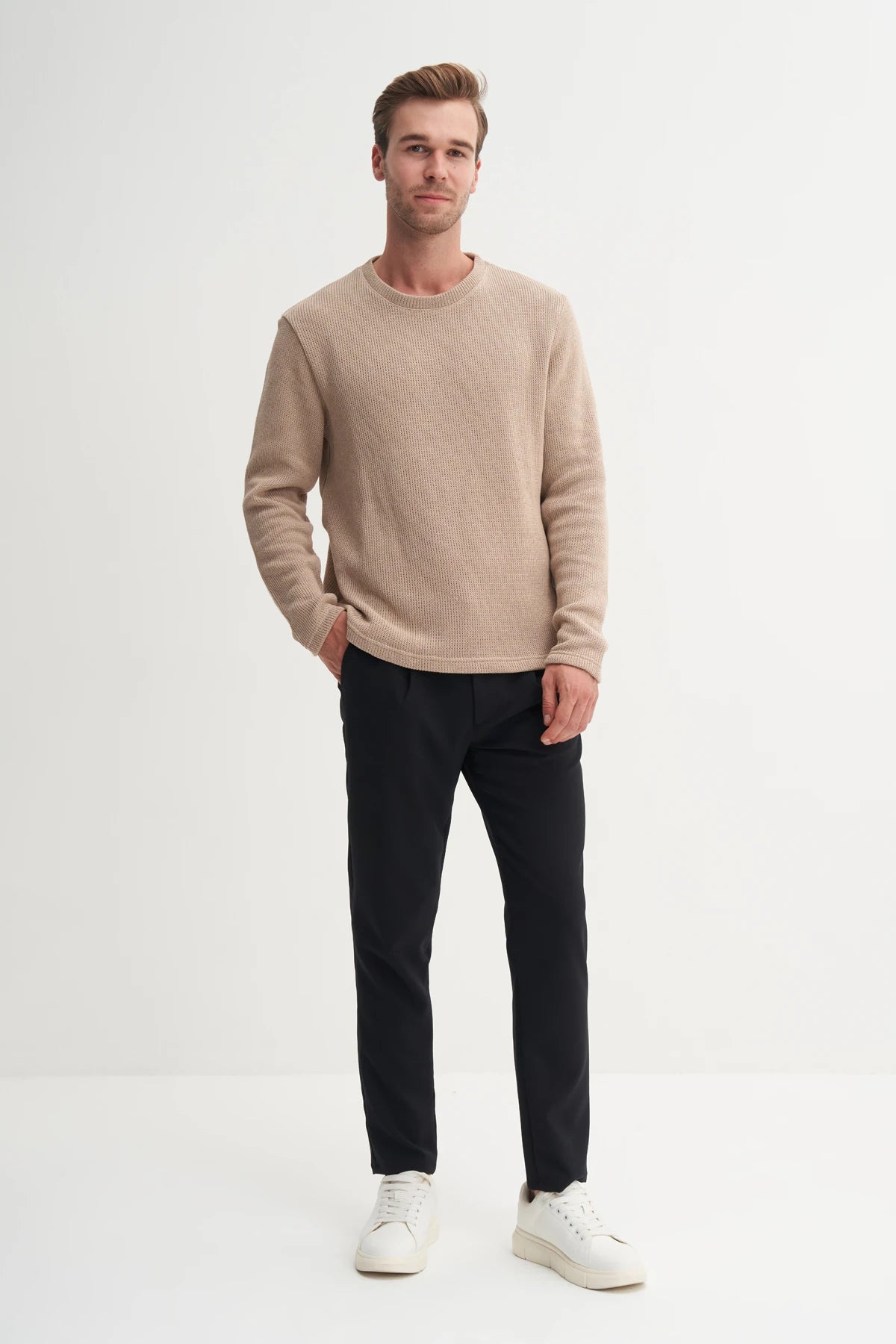 Selenic Knit Cotton Blend Regular Fit Sweatshirt