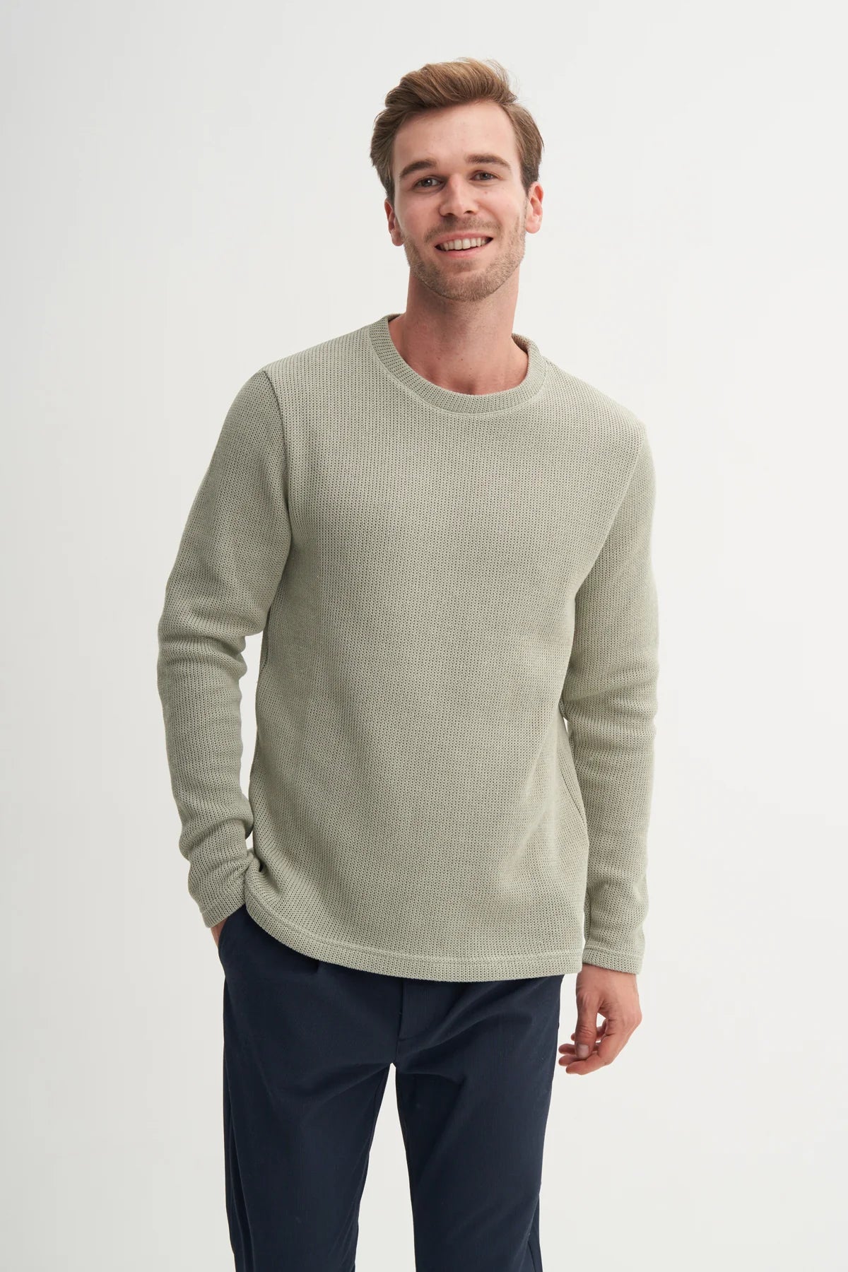 Selenic Knit Cotton Blend Regular Fit Sweatshirt