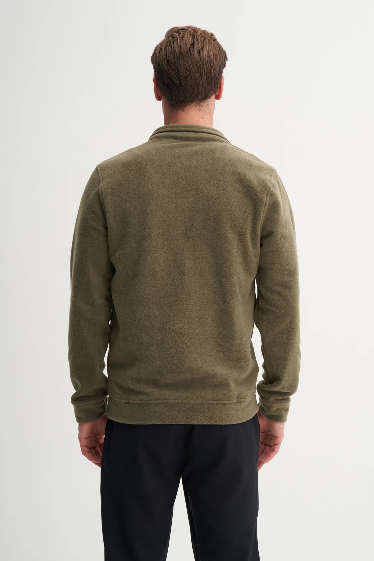 Regular Fit Thick Fleece Stand Collar Zippered Sweatshirt