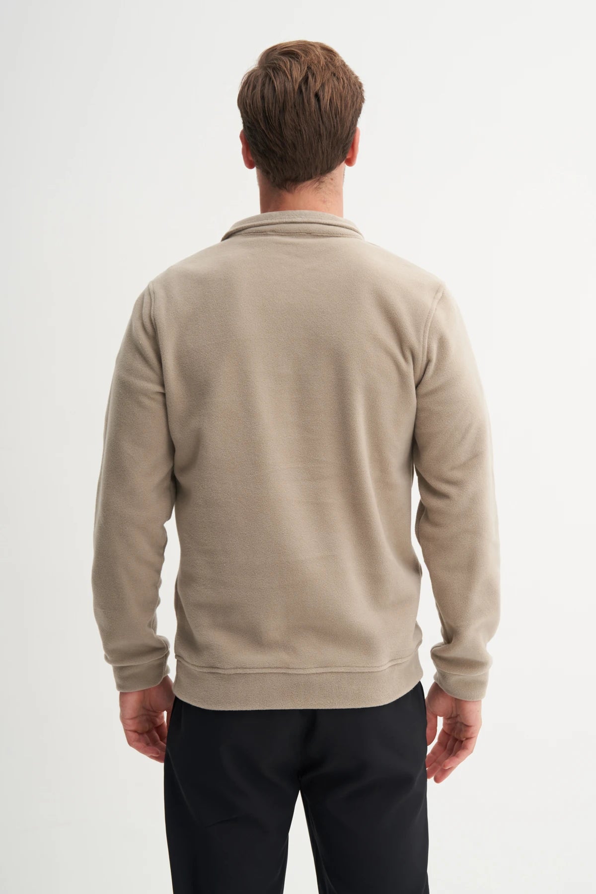 Regular Fit Thick Fleece Stand Collar Zippered Sweatshirt