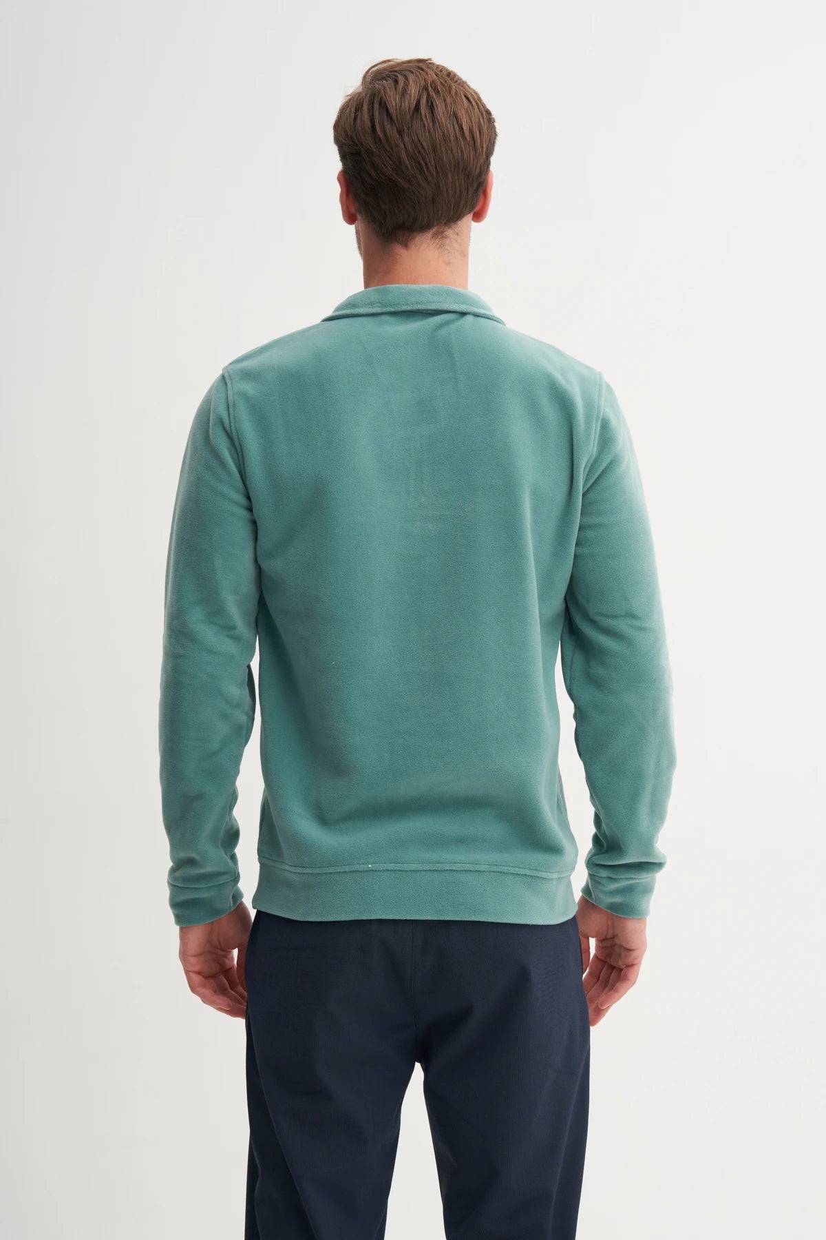 Regular Fit Thick Fleece Stand Collar Zippered Sweatshirt