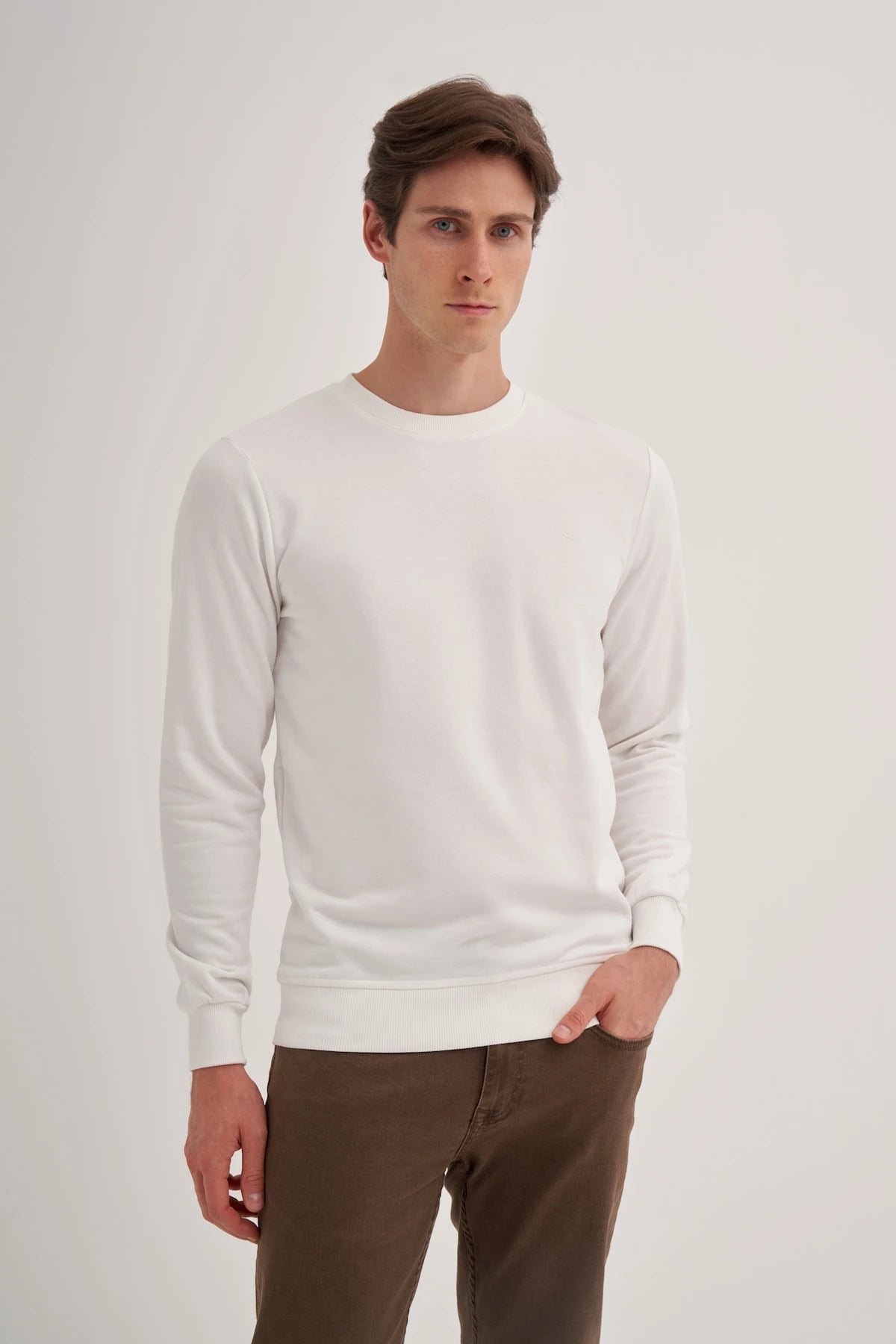 Slim Fit Seasonal 3 Thread Cotton Blend Sweatshirt