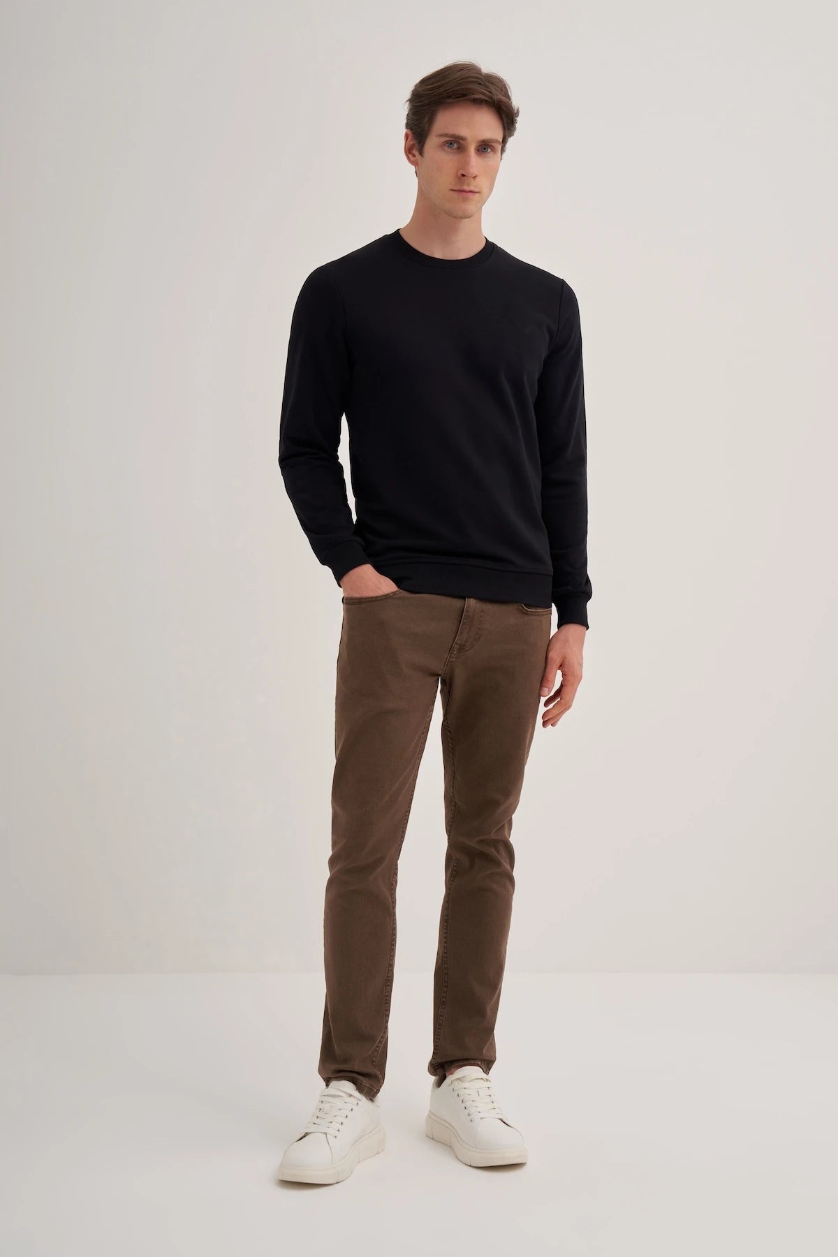 Slim Fit Seasonal 3 Thread Cotton Blend Sweatshirt