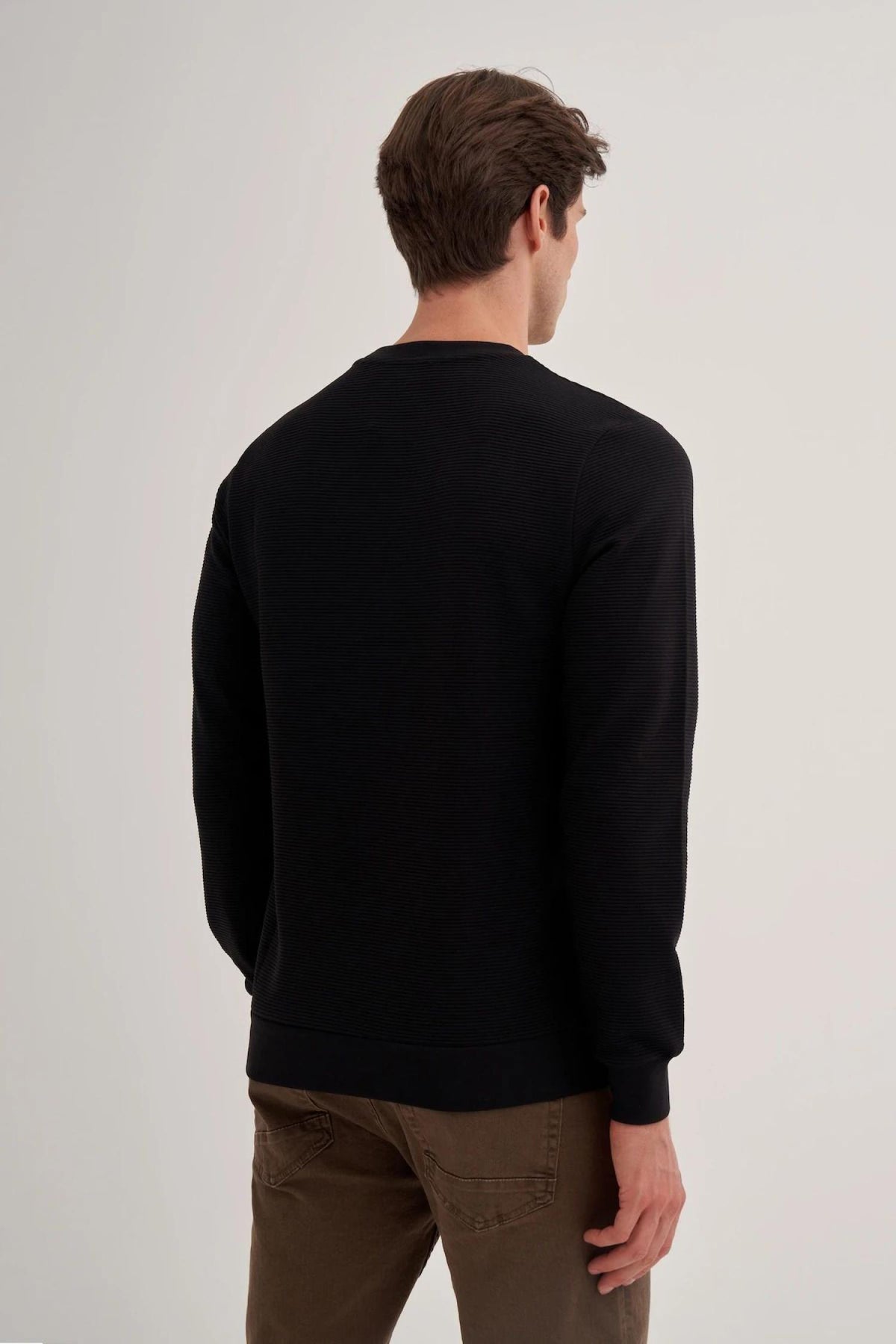 Solid Crewneck Cotton Blend Regular Fit Sweatshirt