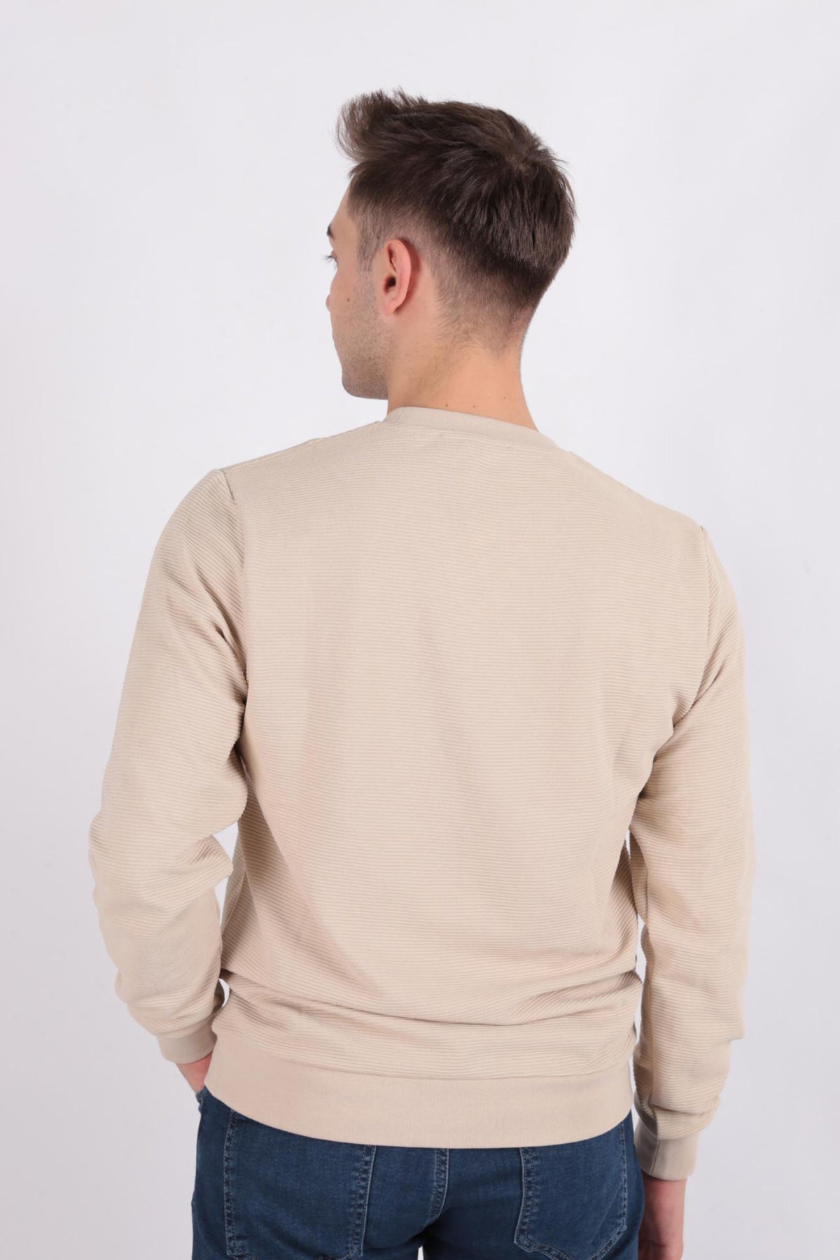 Solid Crewneck Cotton Blend Regular Fit Sweatshirt