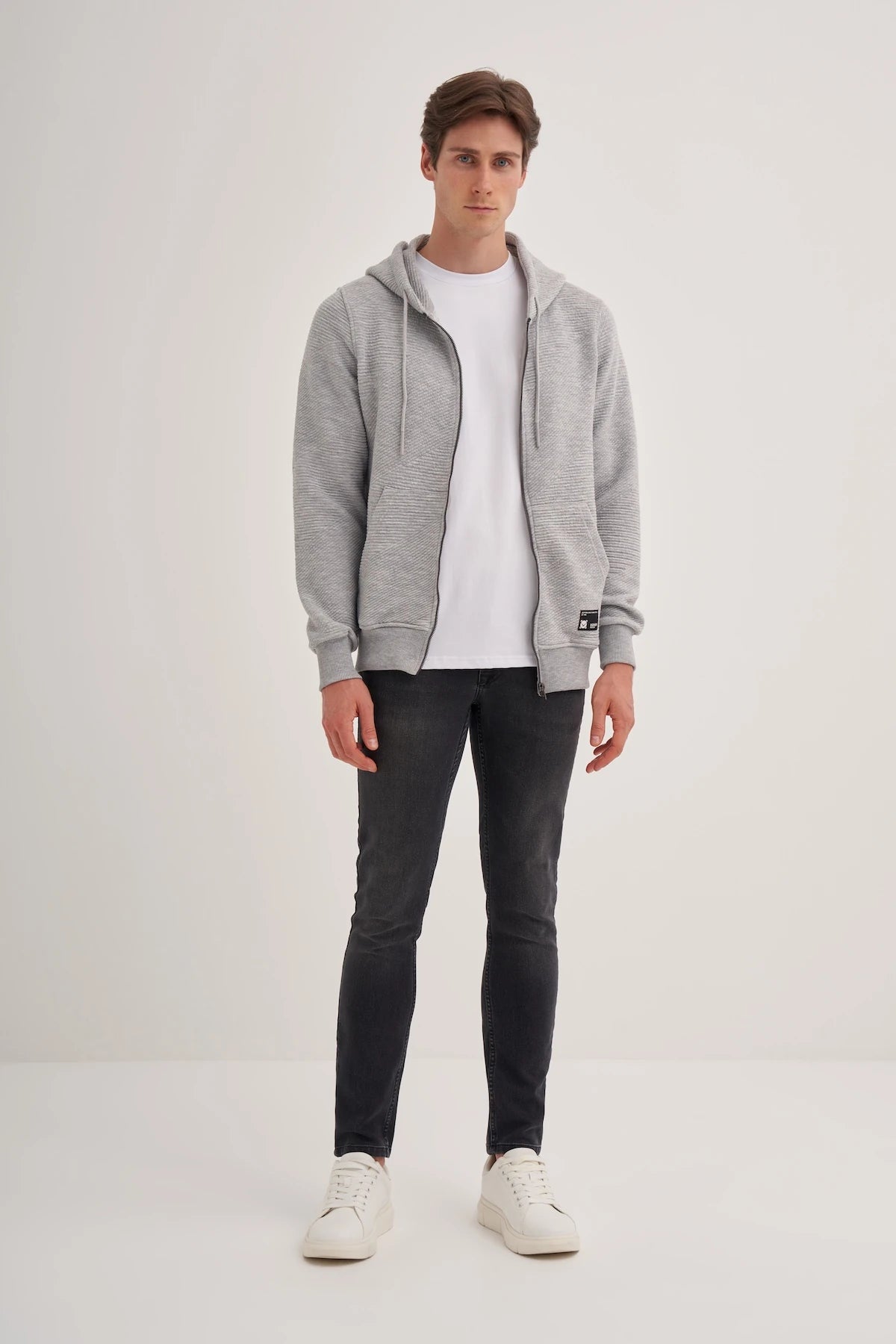 Ottoman Cotton Regular Fit Zip Hooded Jacket