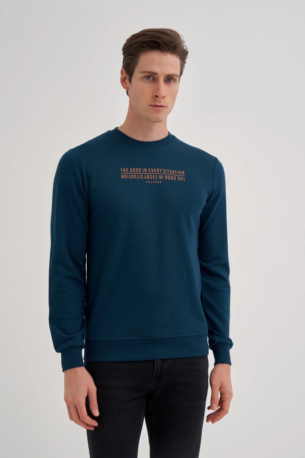 Printed Cotton Blend Slim Fit Sweatshirt