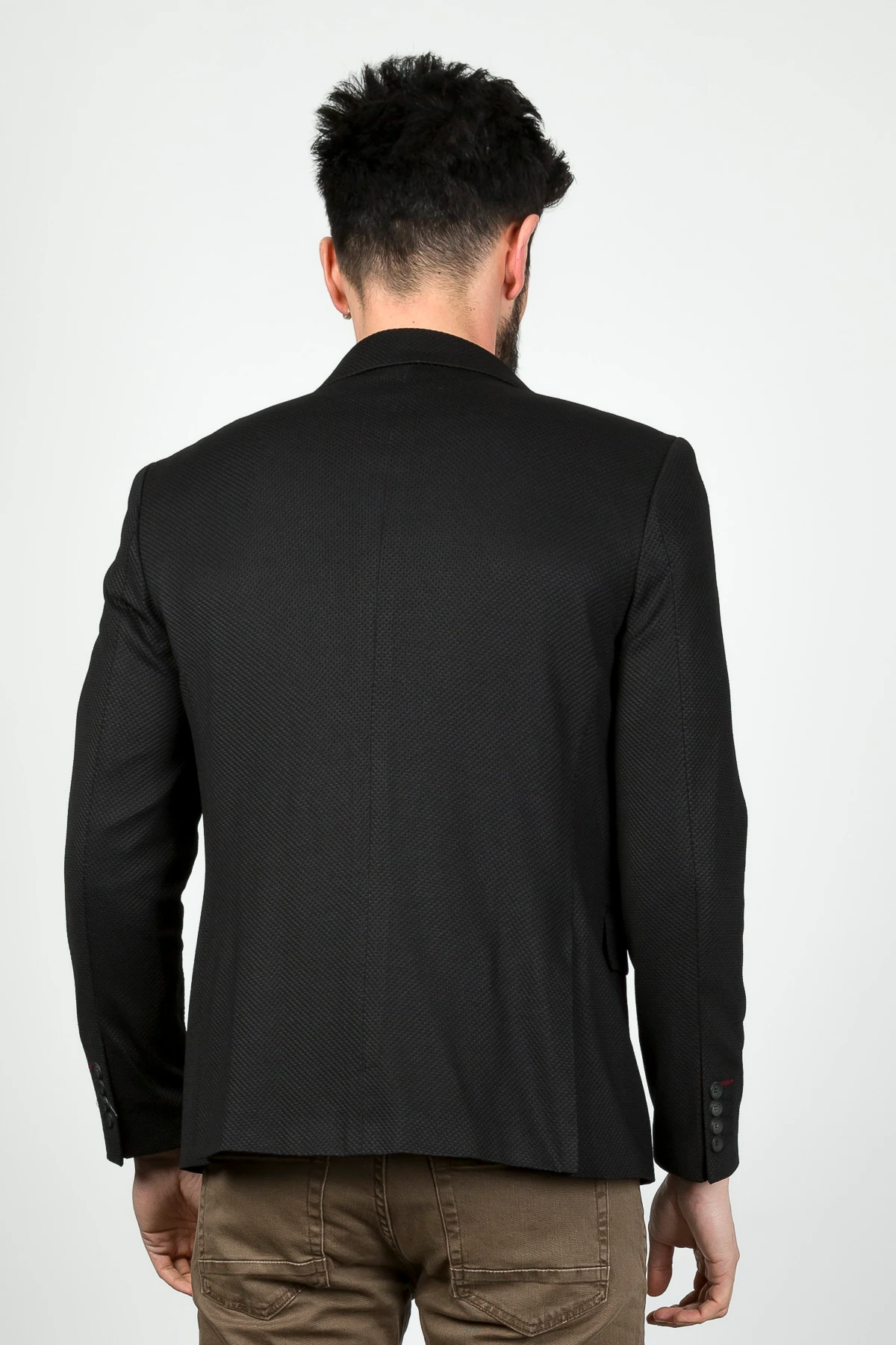 Textured Poly Viscose Slim Fit Blazer