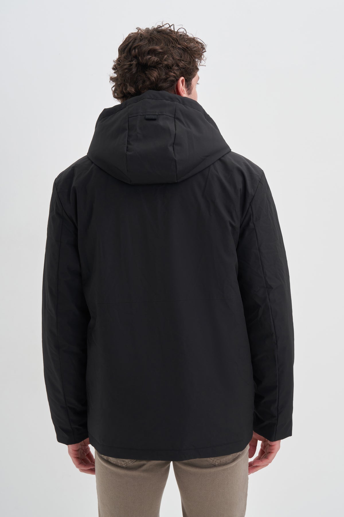 Hooded Logo Polyester Blend Regular Fit Jacket