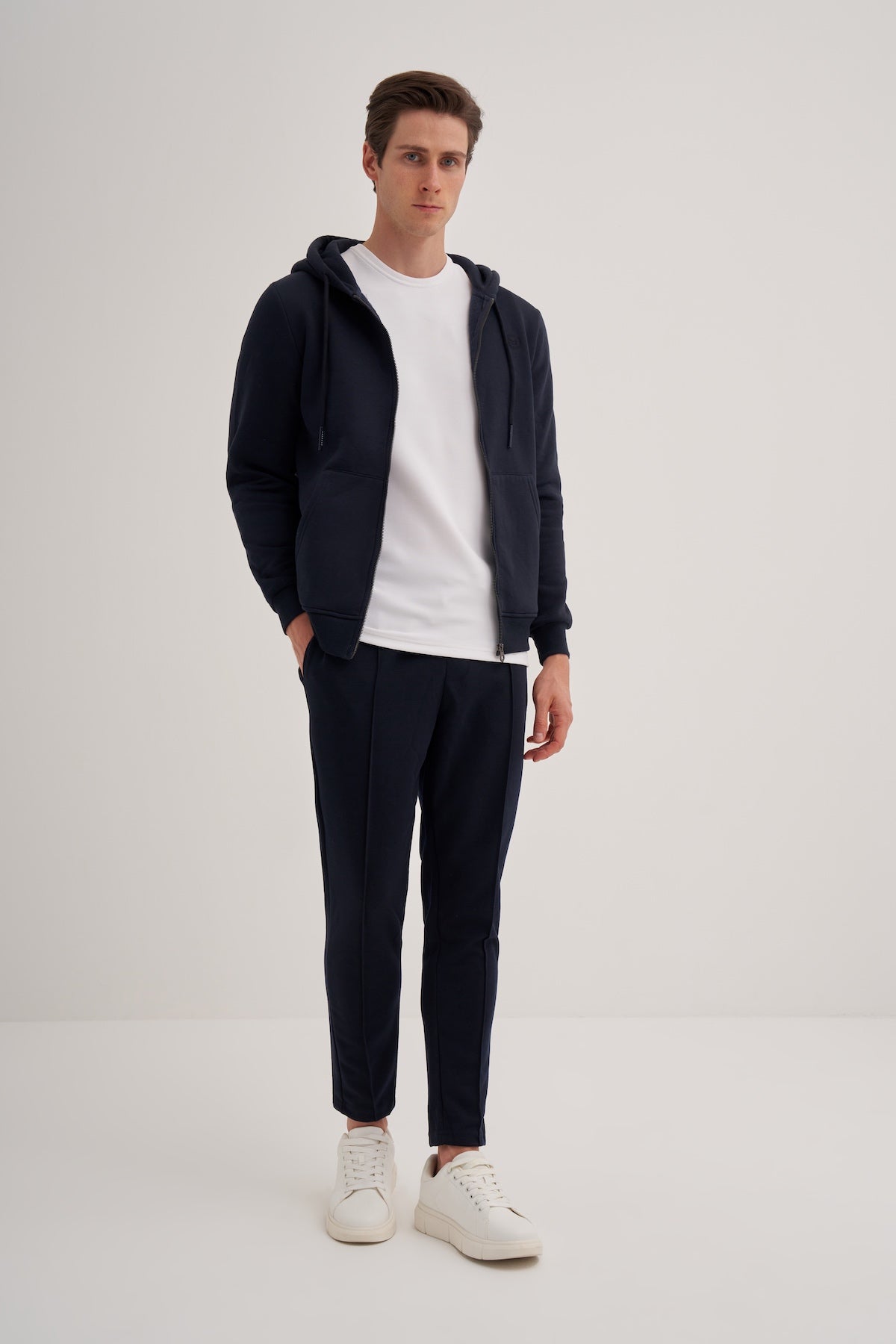 Raised 3 Thread Fabric Basic Hooded Regular Fit Sweat Jacket