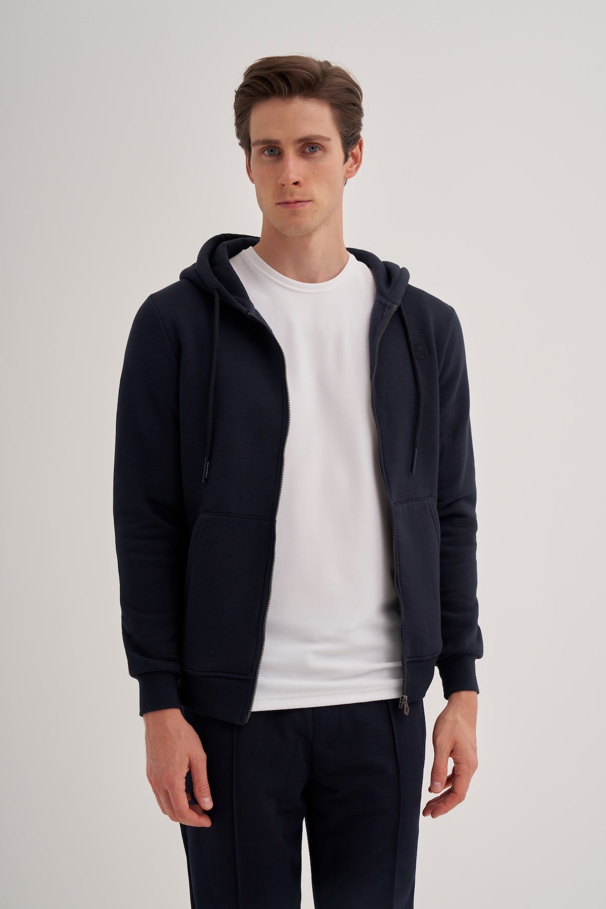 Raised 3 Thread Fabric Basic Hooded Regular Fit Sweat Jacket