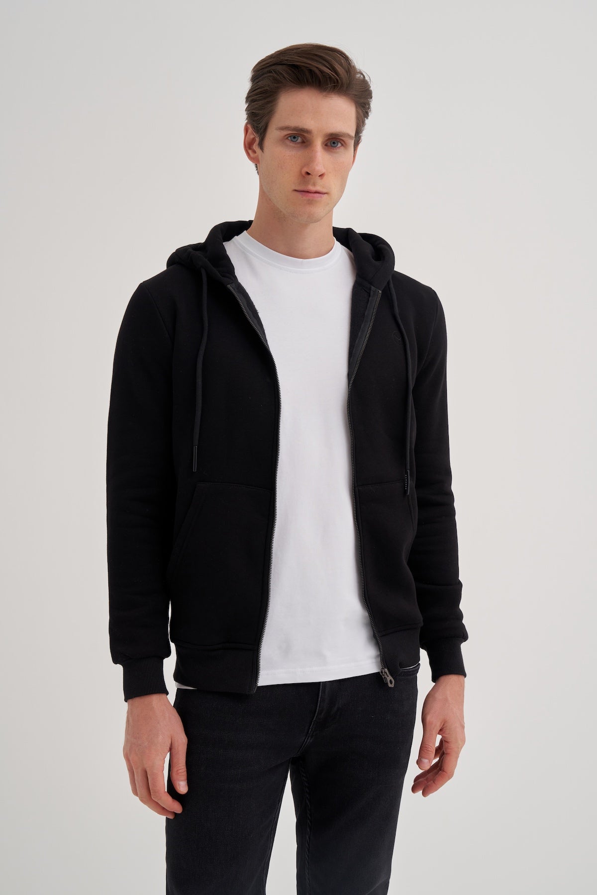 Raised 3 Thread Fabric Basic Hooded Regular Fit Sweat Jacket