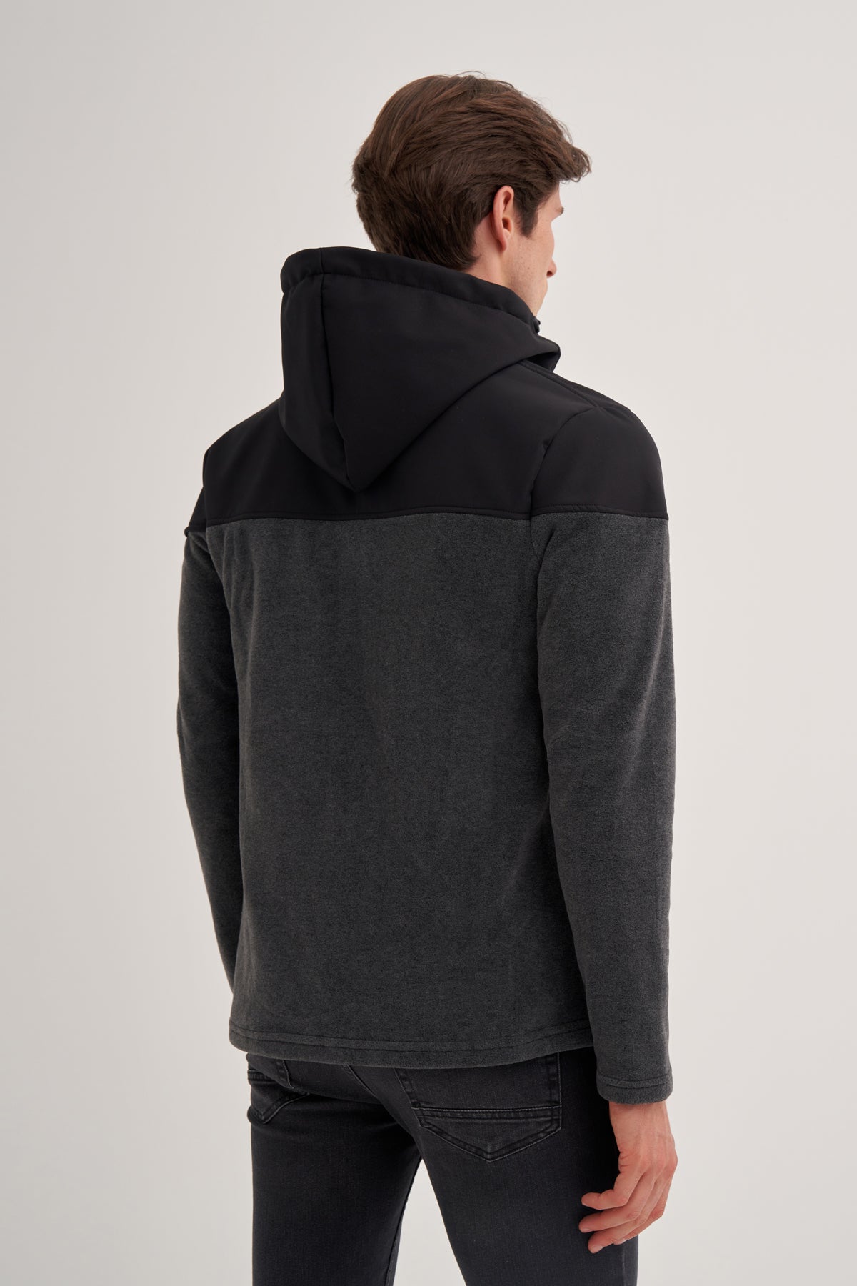 Hooded Polar Fabric Basic Regular Fit Sweat Jacket