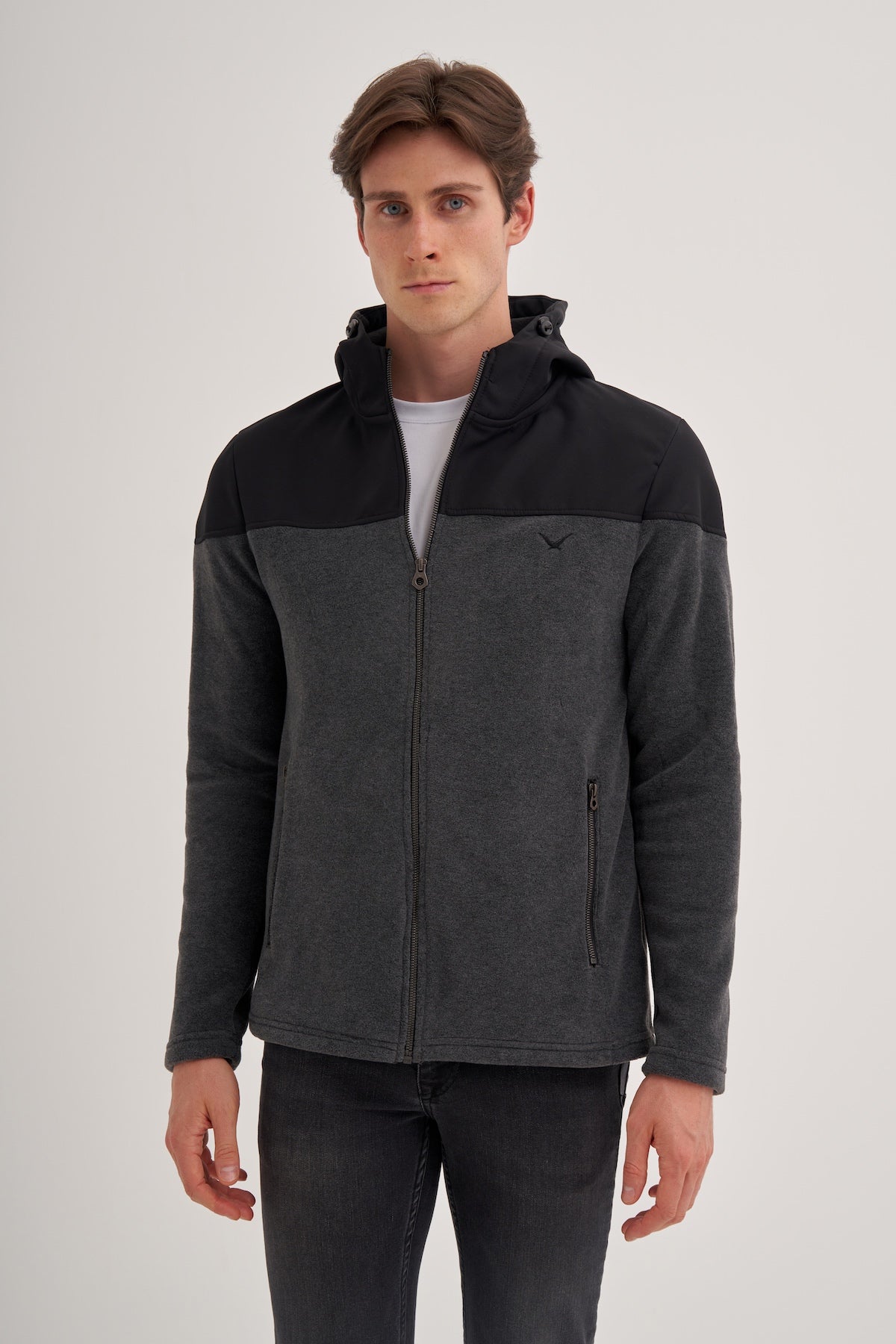 Hooded Polar Fabric Basic Regular Fit Sweat Jacket