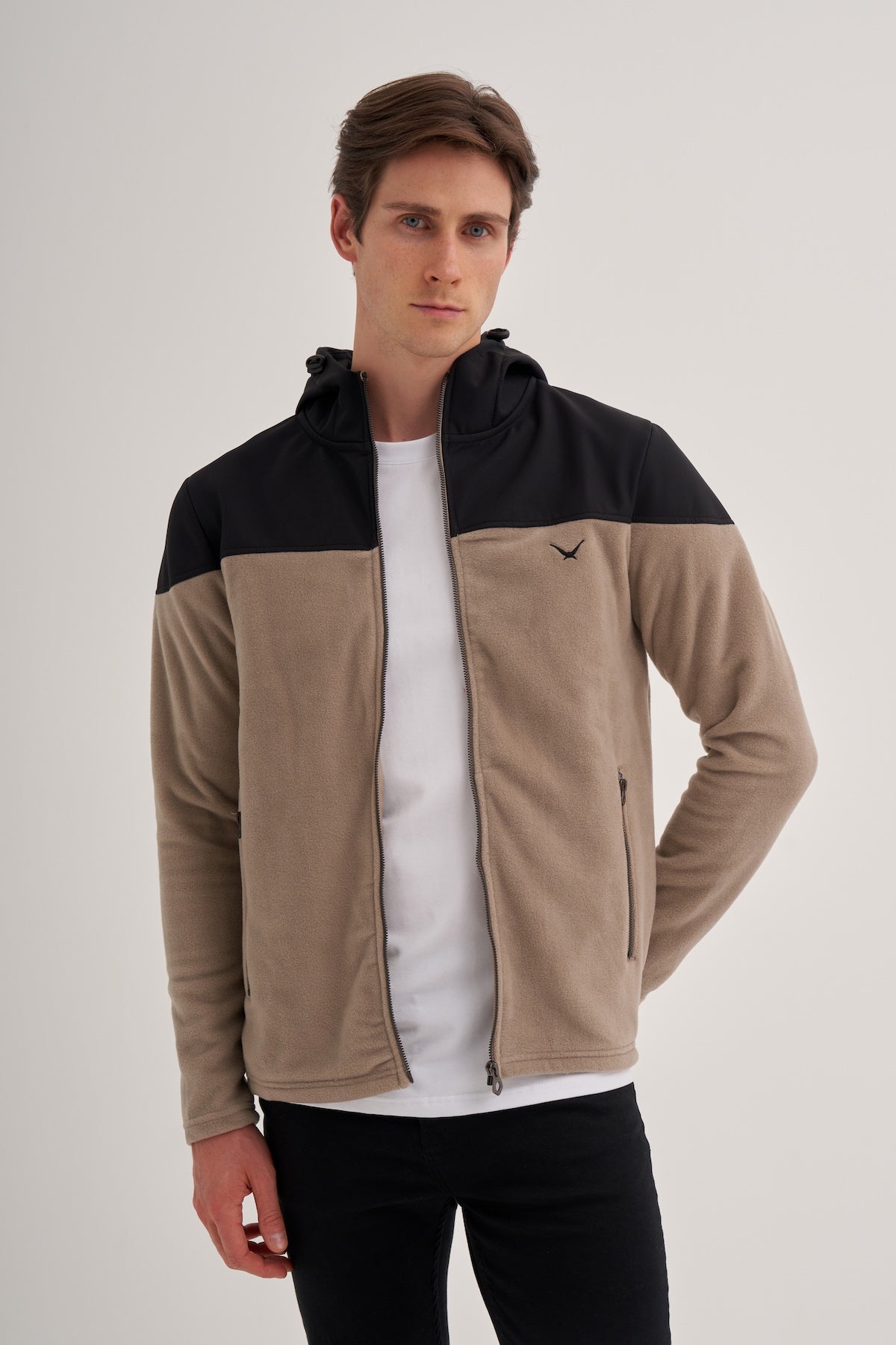 Hooded Polar Fabric Basic Regular Fit Sweat Jacket