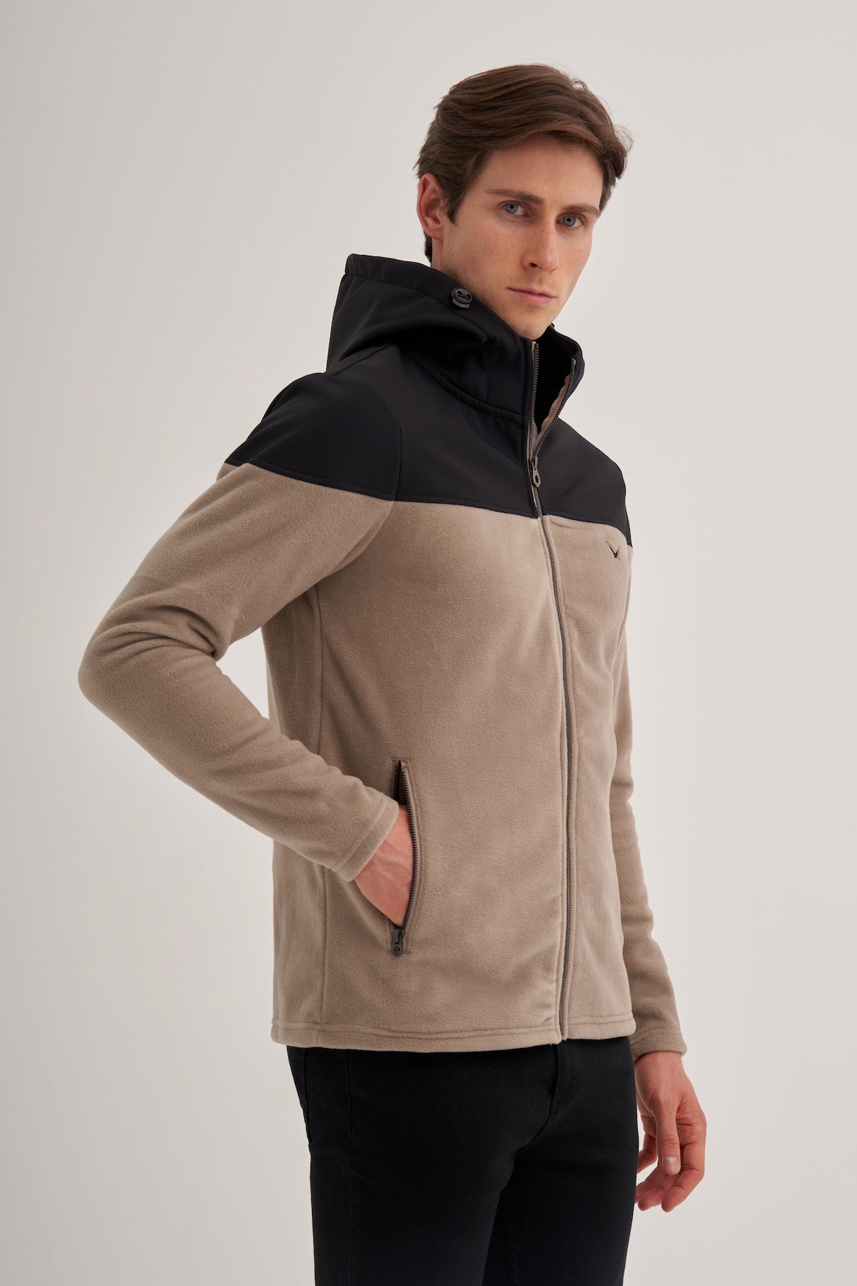 Hooded Polar Fabric Basic Regular Fit Sweat Jacket