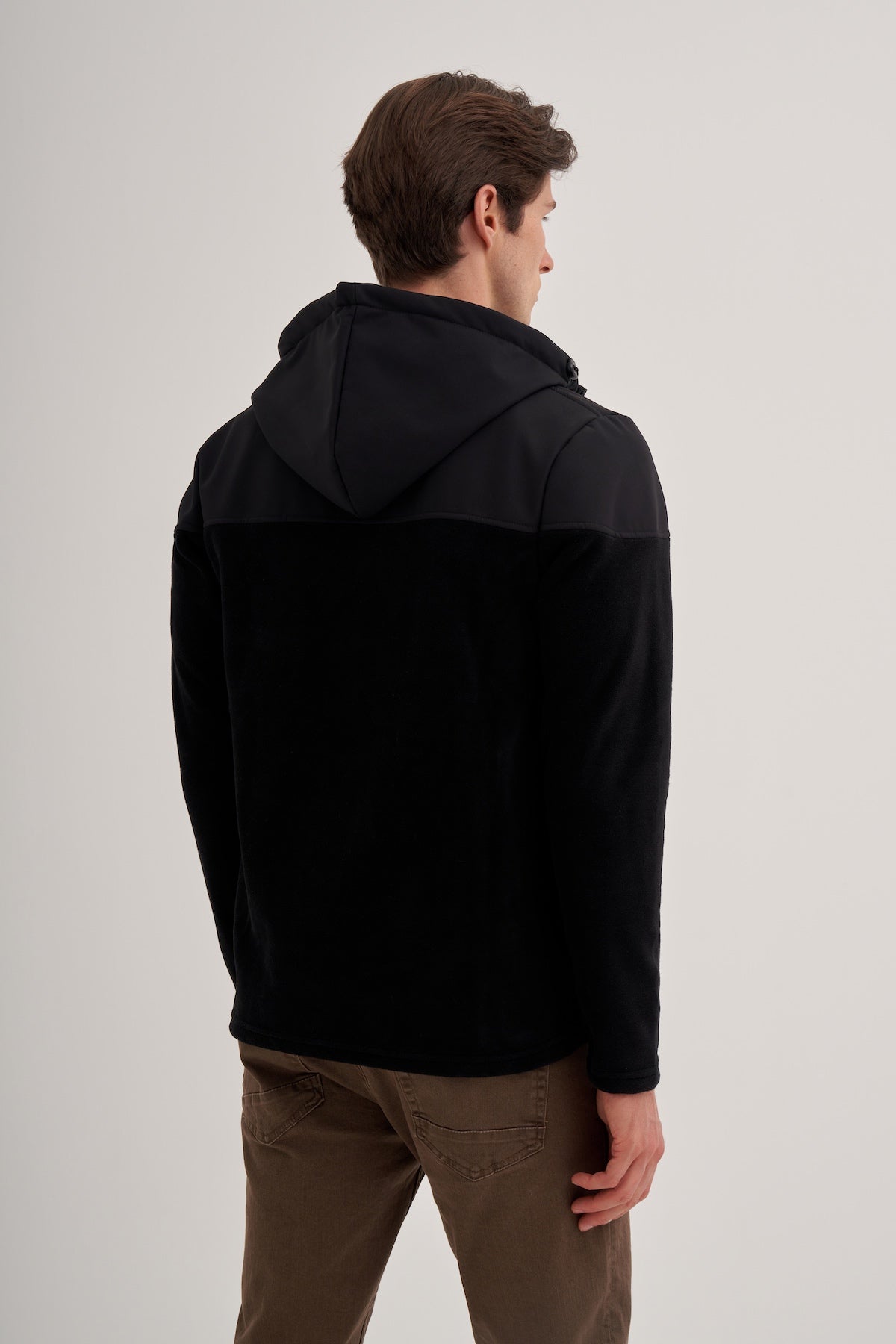 Hooded Polar Fabric Basic Regular Fit Sweat Jacket