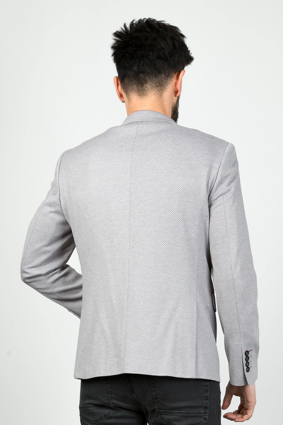 Textured Poly Viscose Slim Fit Blazer