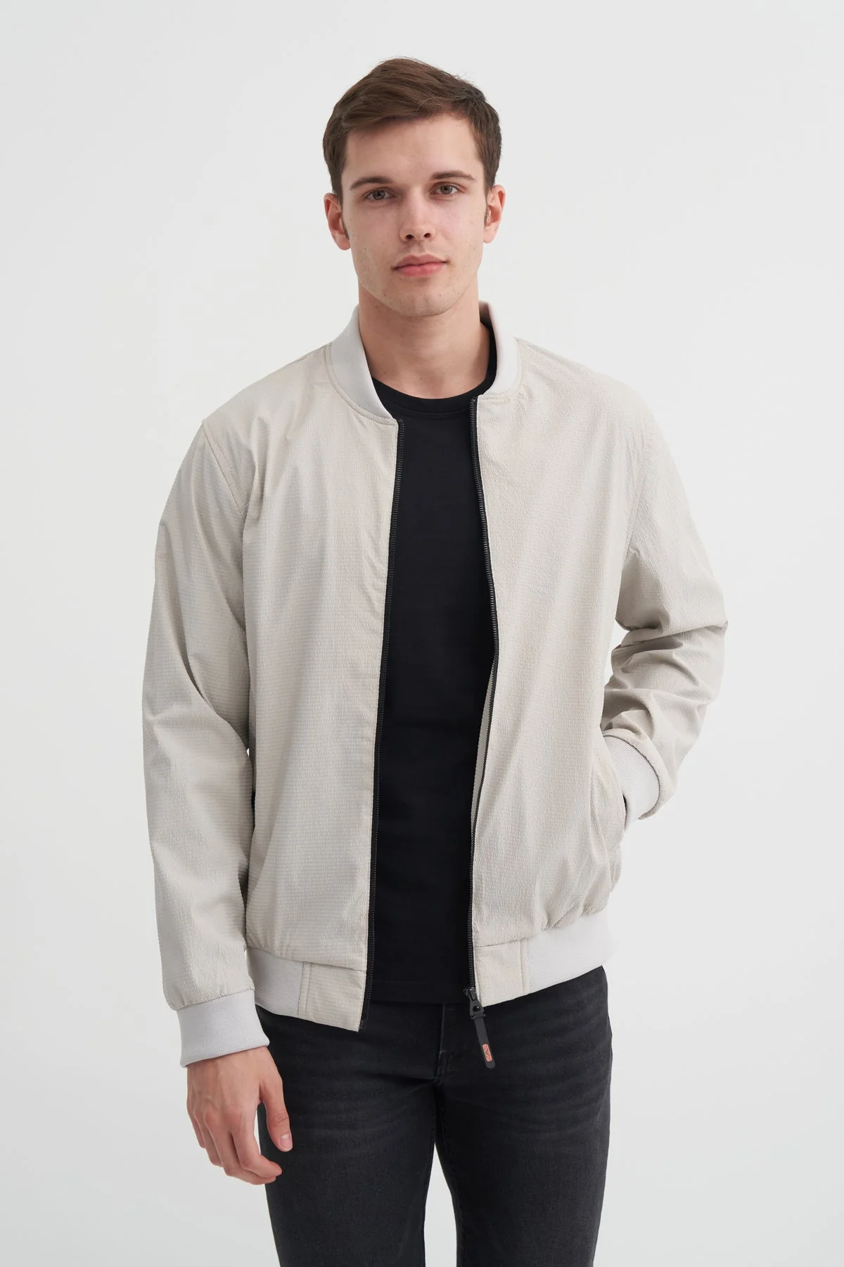 Regular Fit College Collar Woven Jacket