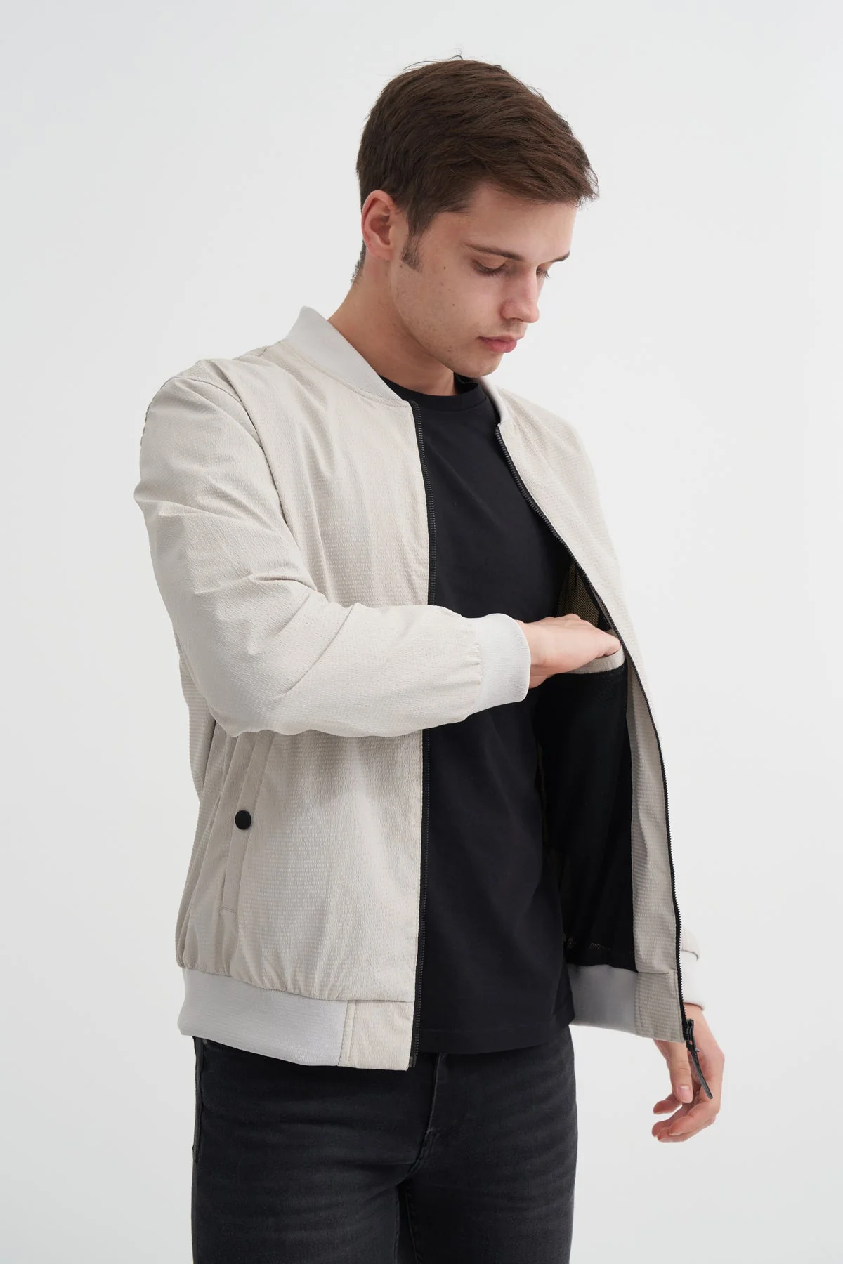 Regular Fit College Collar Woven Jacket