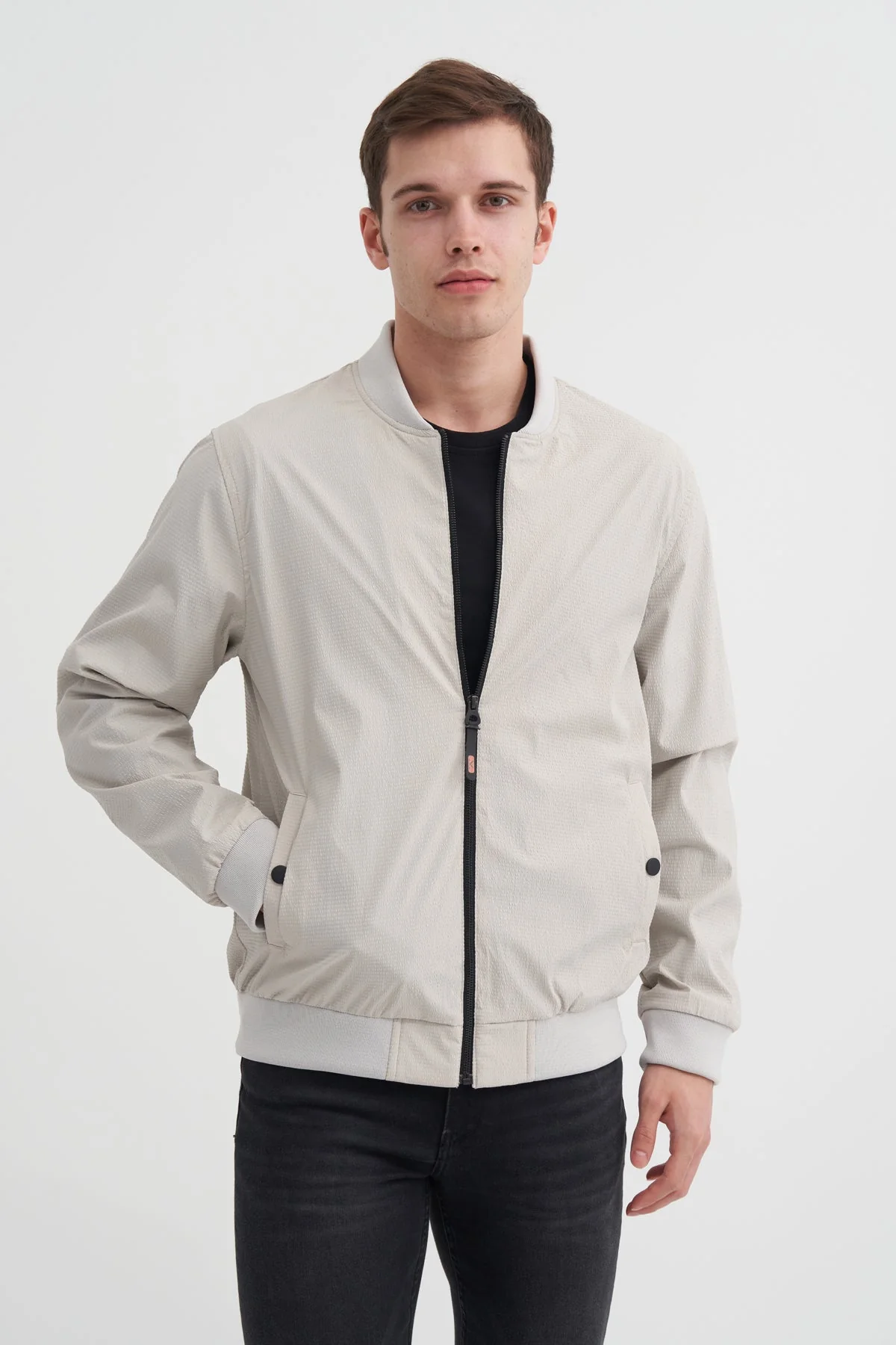 Regular Fit College Collar Woven Jacket