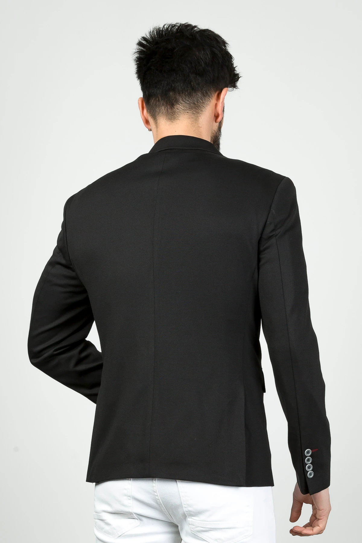 Textured Cotton Blend Slim Fit Blazer