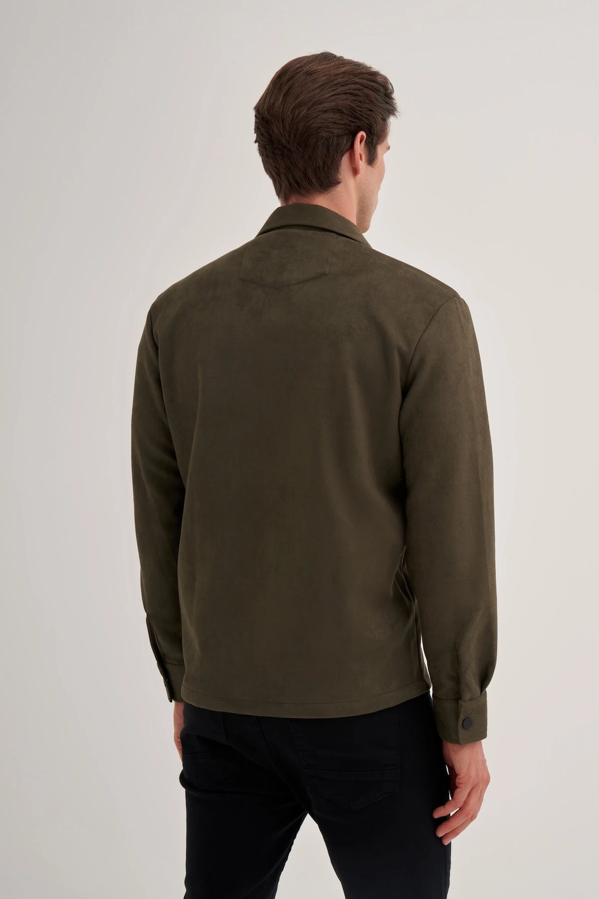 Regular Fit Suede Pocket Detailed Zipper Jacket