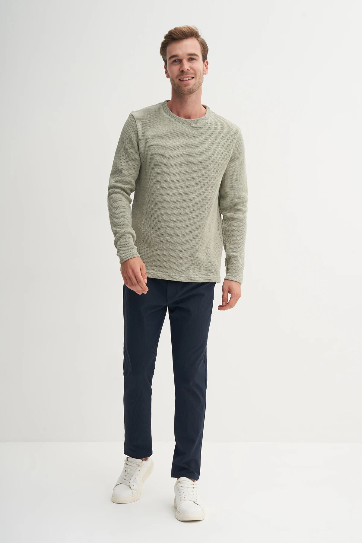 Selenic Knit Cotton Blend Regular Fit Sweatshirt