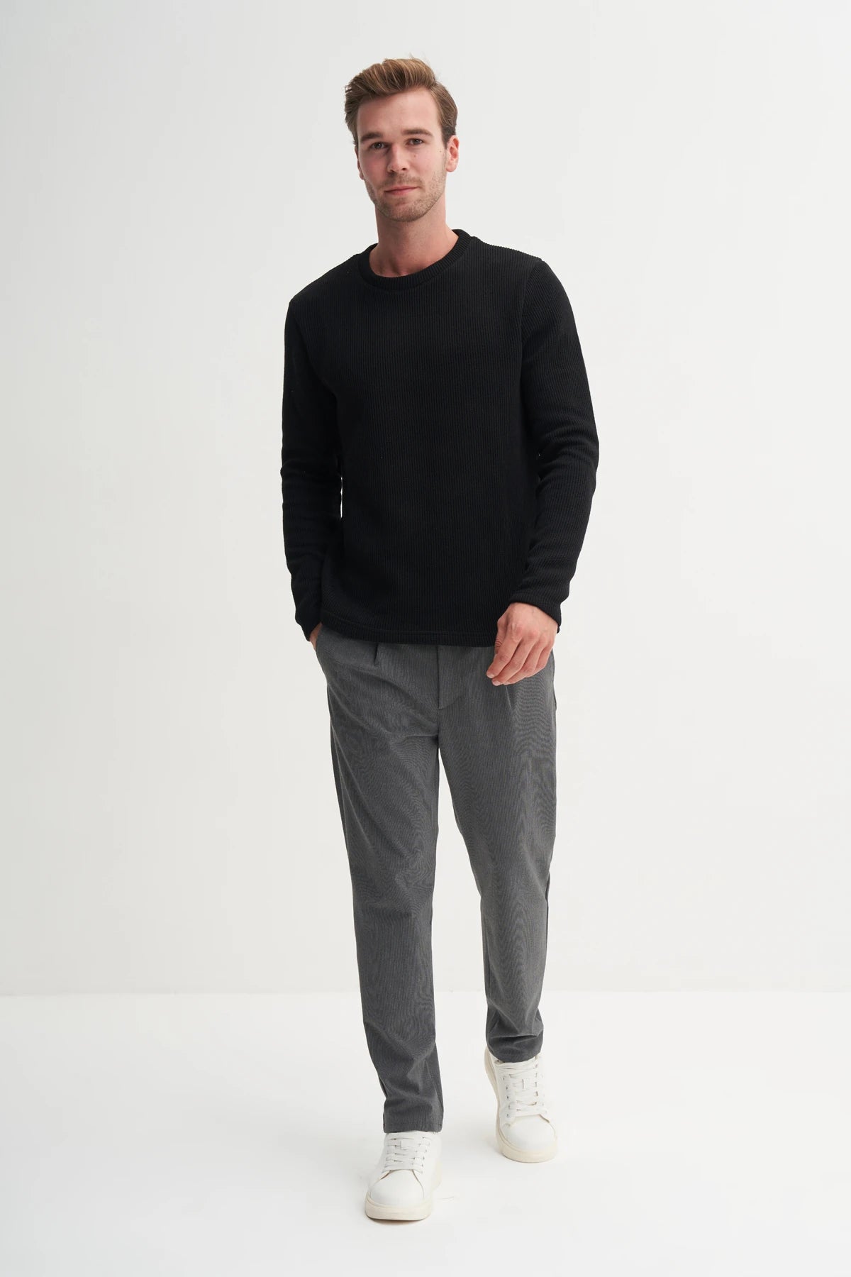 Selenic Knit Cotton Blend Regular Fit Sweatshirt