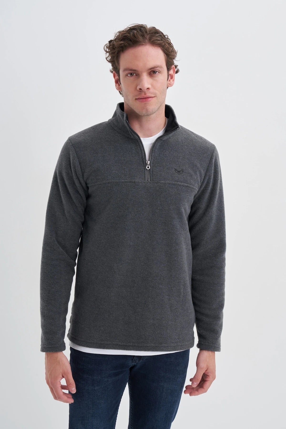 Half Turtleneck Thick Fleece Regular Fit Sweatshirt