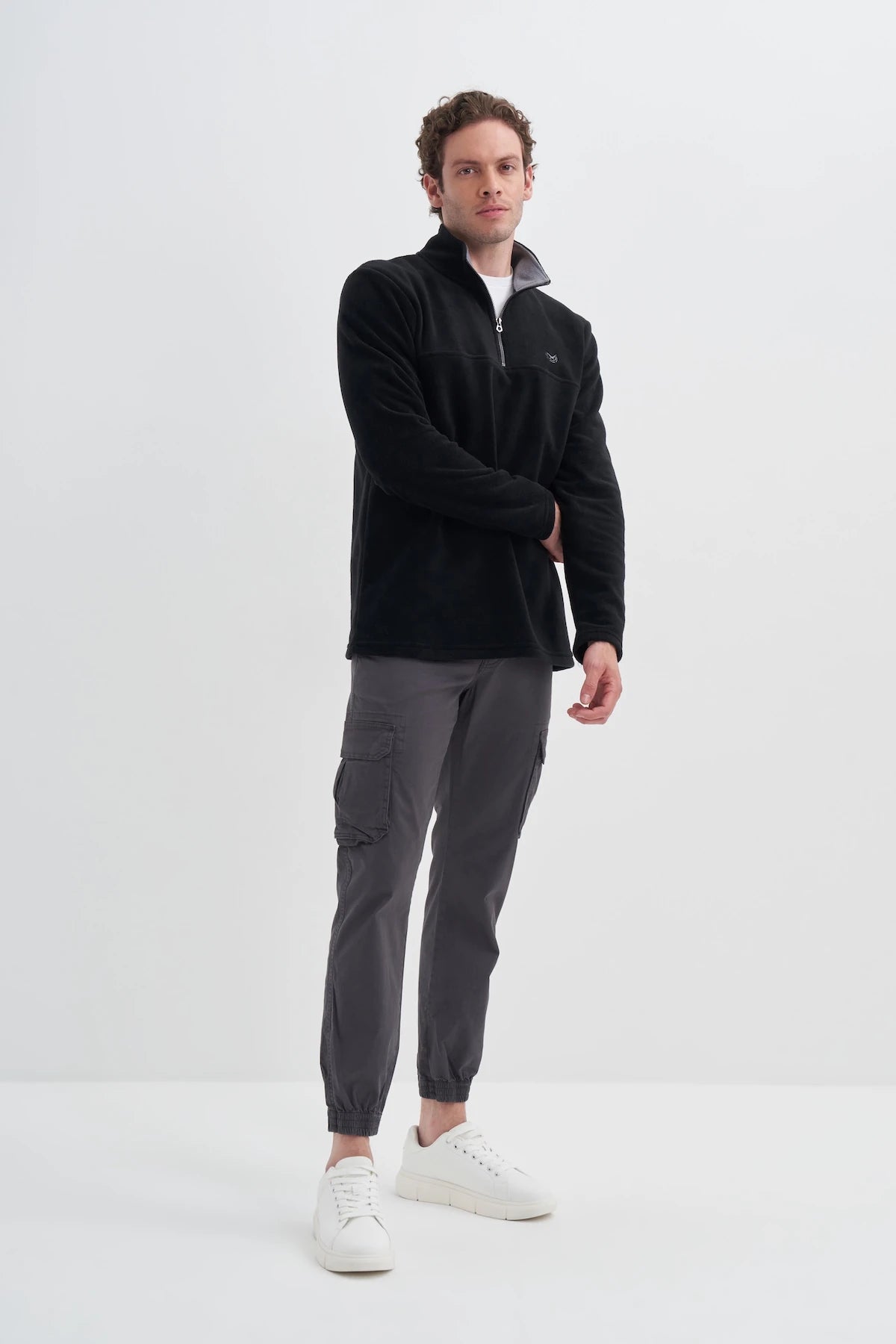 Half Turtleneck Thick Fleece Regular Fit Sweatshirt