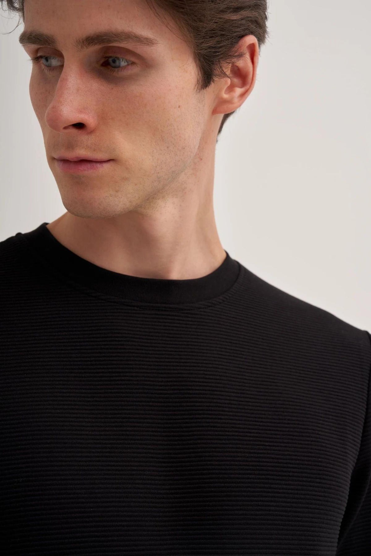 Solid Crewneck Cotton Blend Regular Fit Sweatshirt