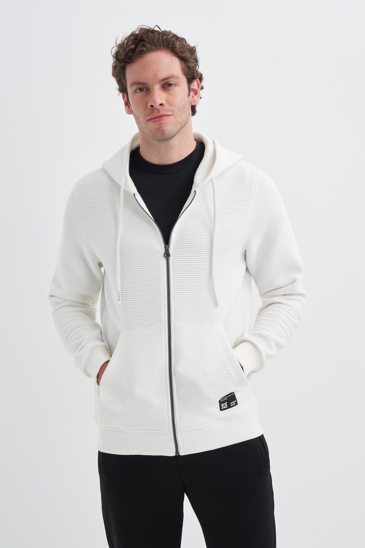 Ottoman Cotton Regular Fit Zip Hooded Jacket