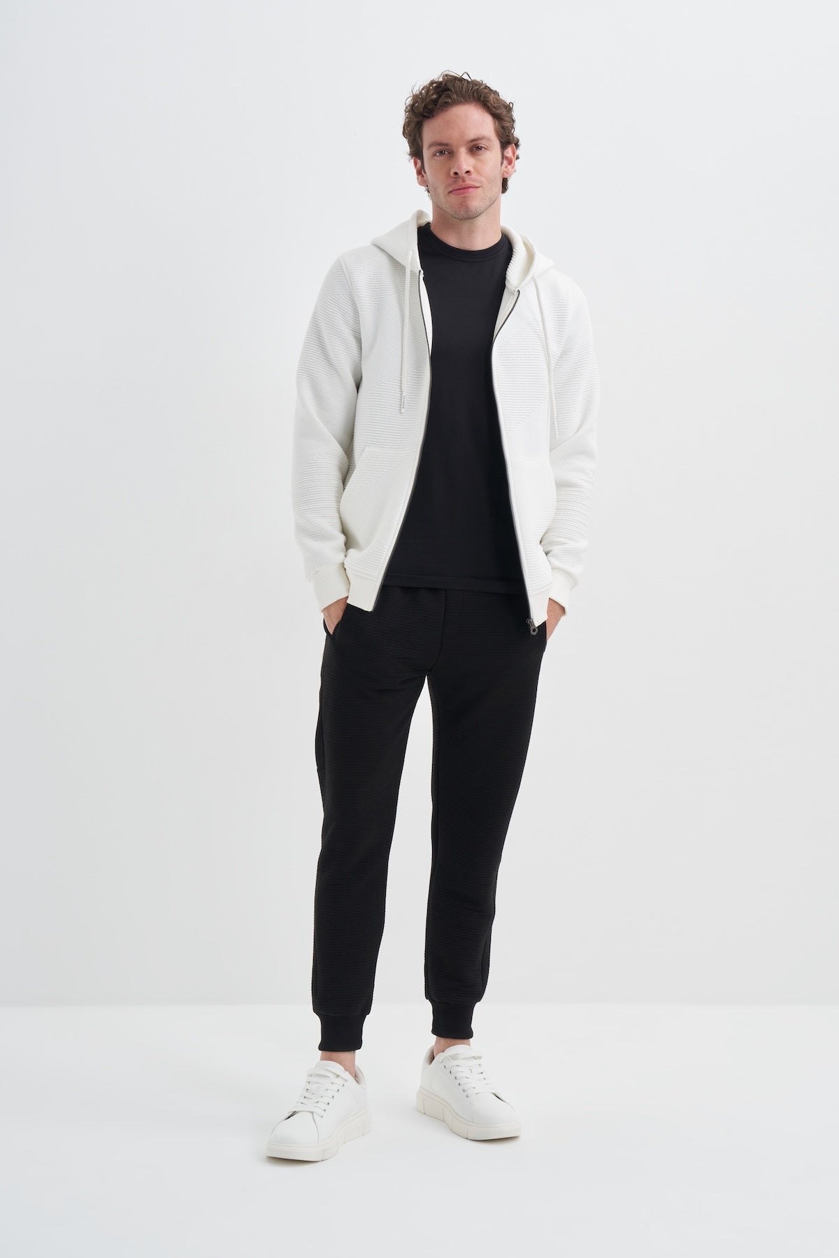 Ottoman Cotton Regular Fit Zip Hooded Jacket