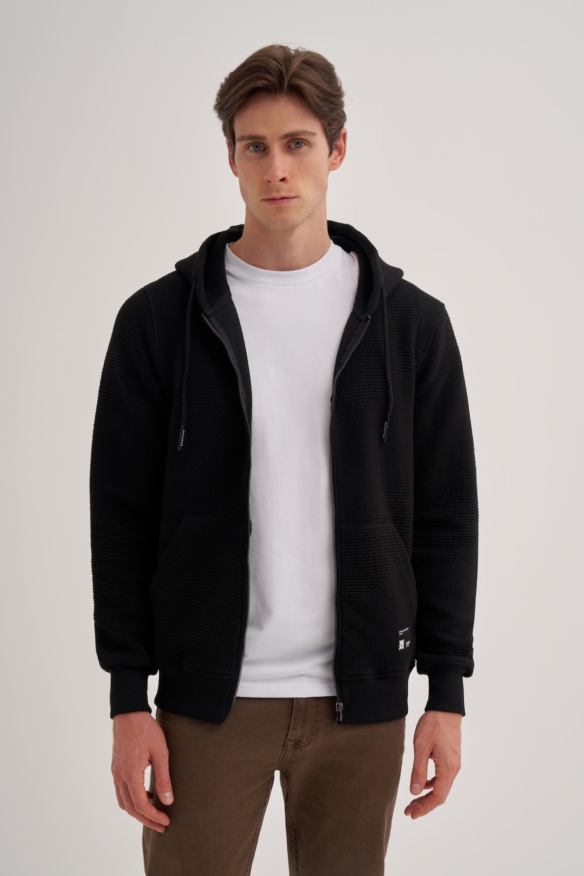 Ottoman Cotton Regular Fit Zip Hooded Jacket