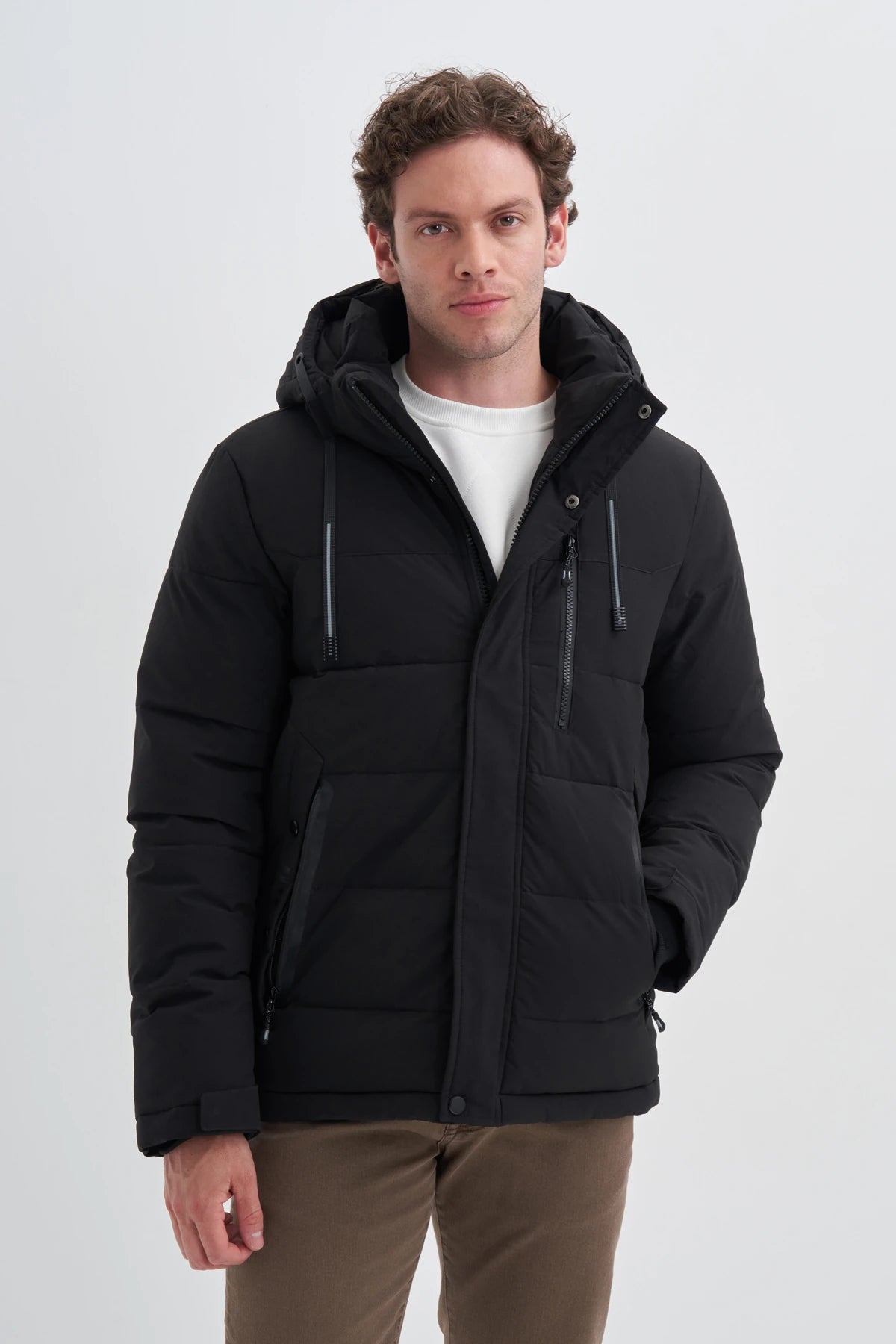 Hooded Puffer Outerwear Polyester Shell Regular Fit Jacket
