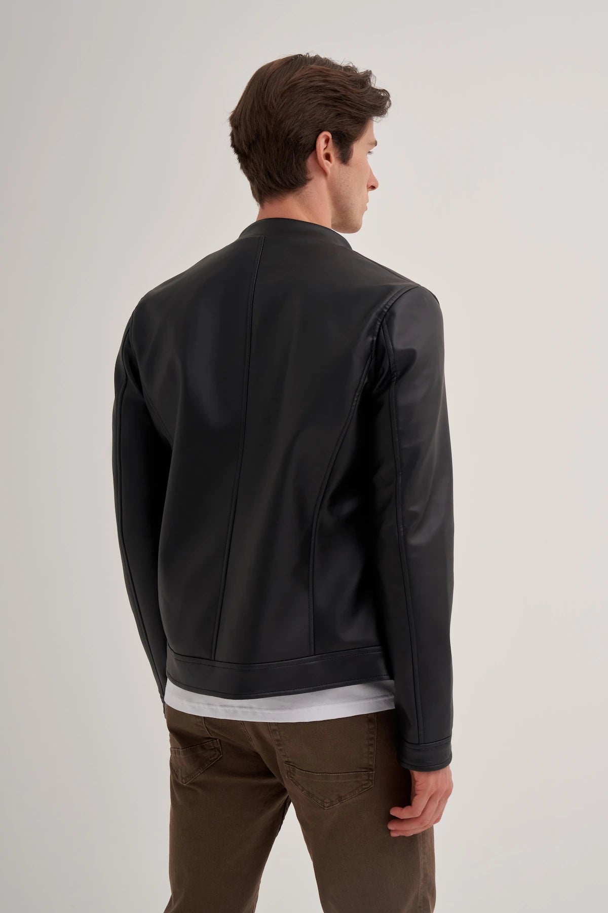 Zippered Genuine Leather Regular Fit Jacket