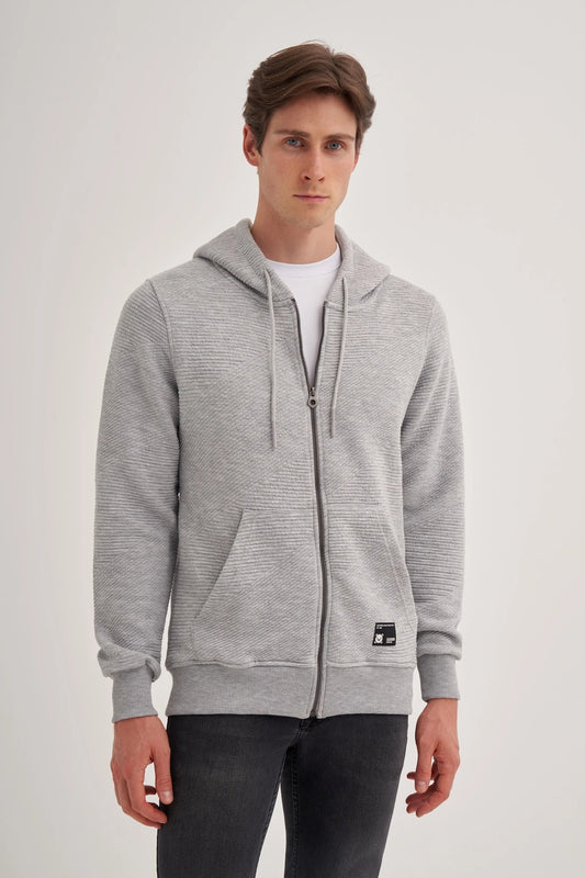 Ottoman Cotton Regular Fit Zip Hooded Jacket