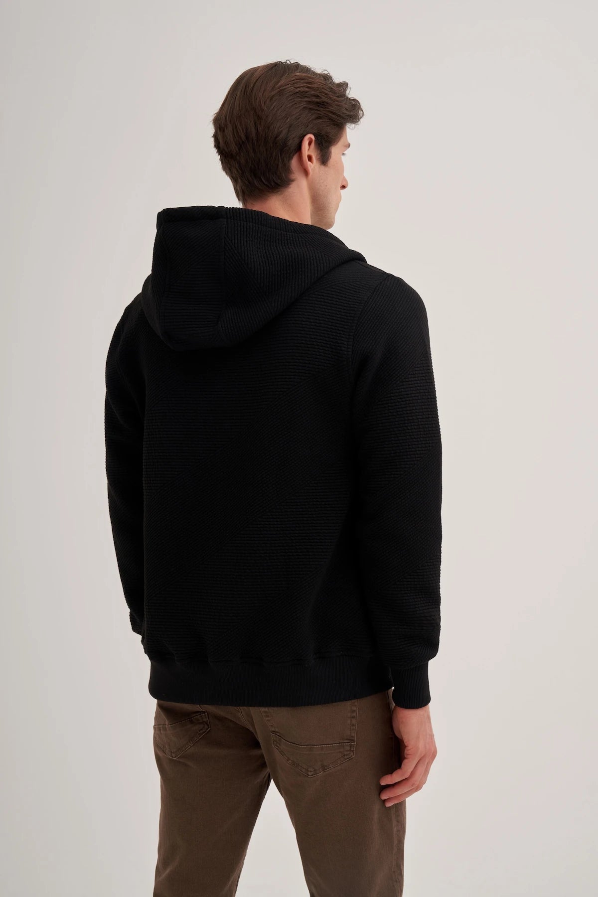 Ottoman Cotton Regular Fit Zip Hooded Jacket