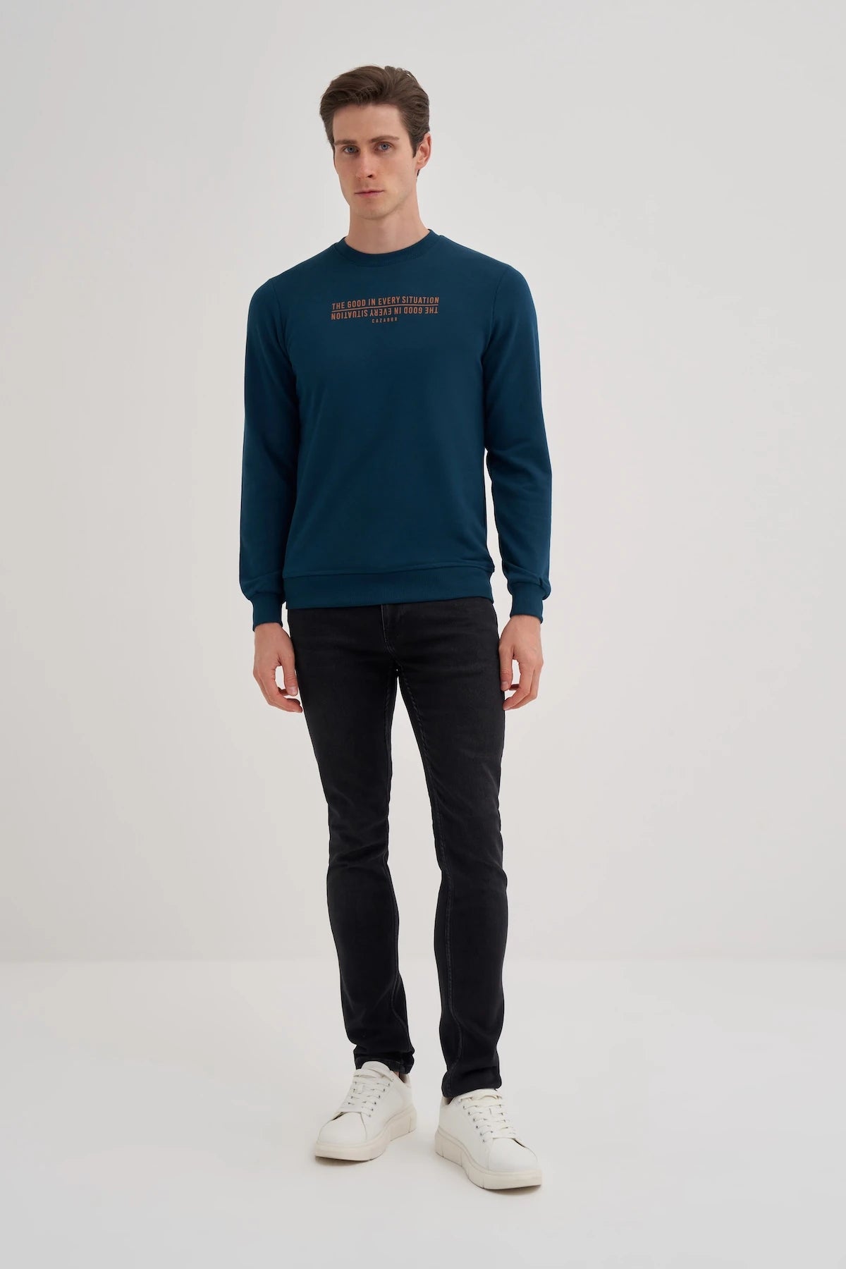 Printed Cotton Blend Slim Fit Sweatshirt