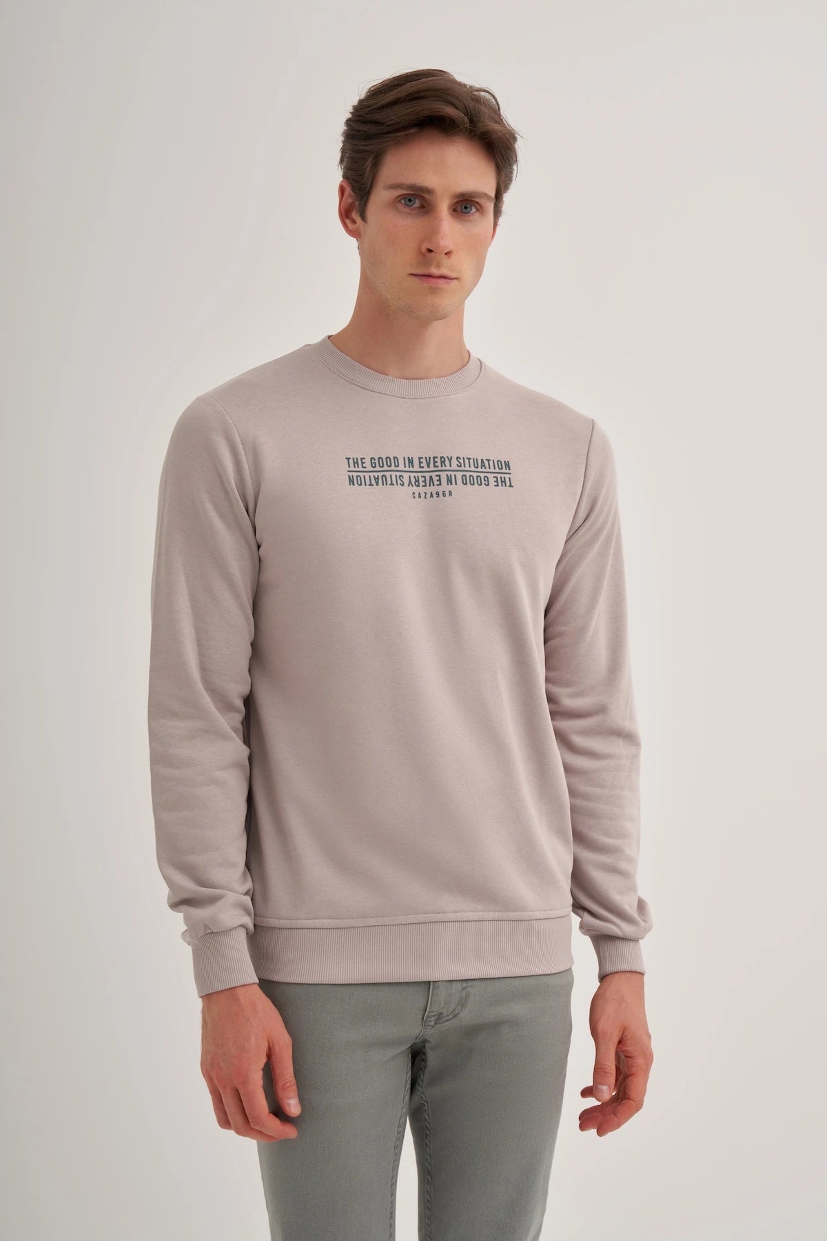 Printed Cotton Blend Slim Fit Sweatshirt