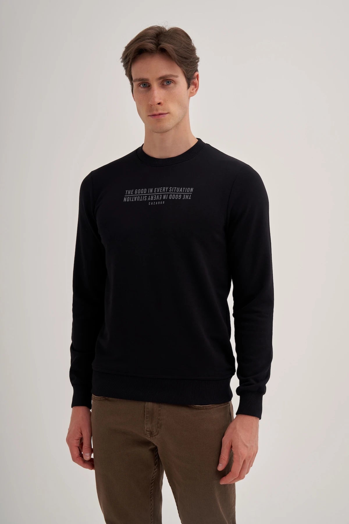 Printed Cotton Blend Slim Fit Sweatshirt