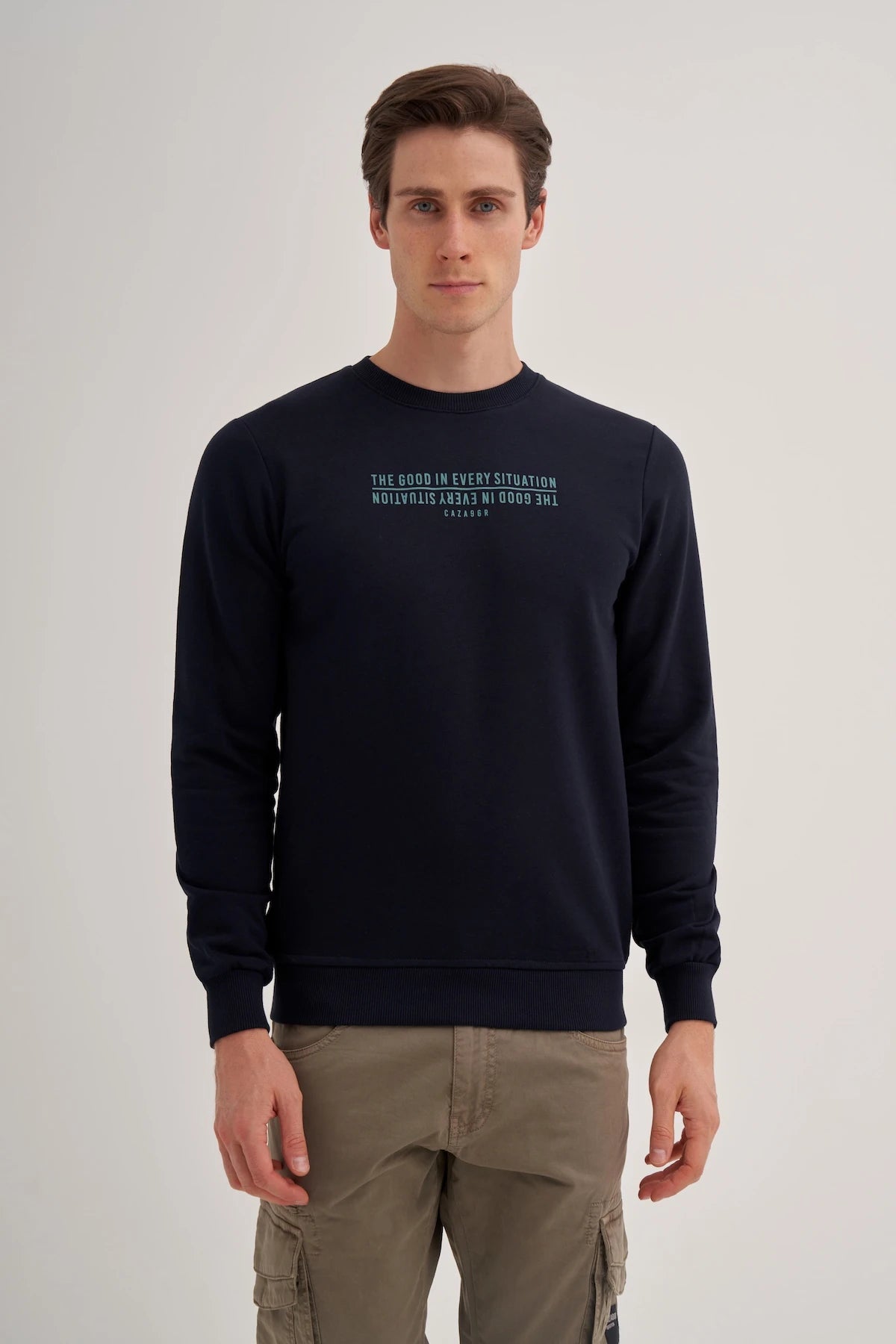 Printed Cotton Blend Slim Fit Sweatshirt