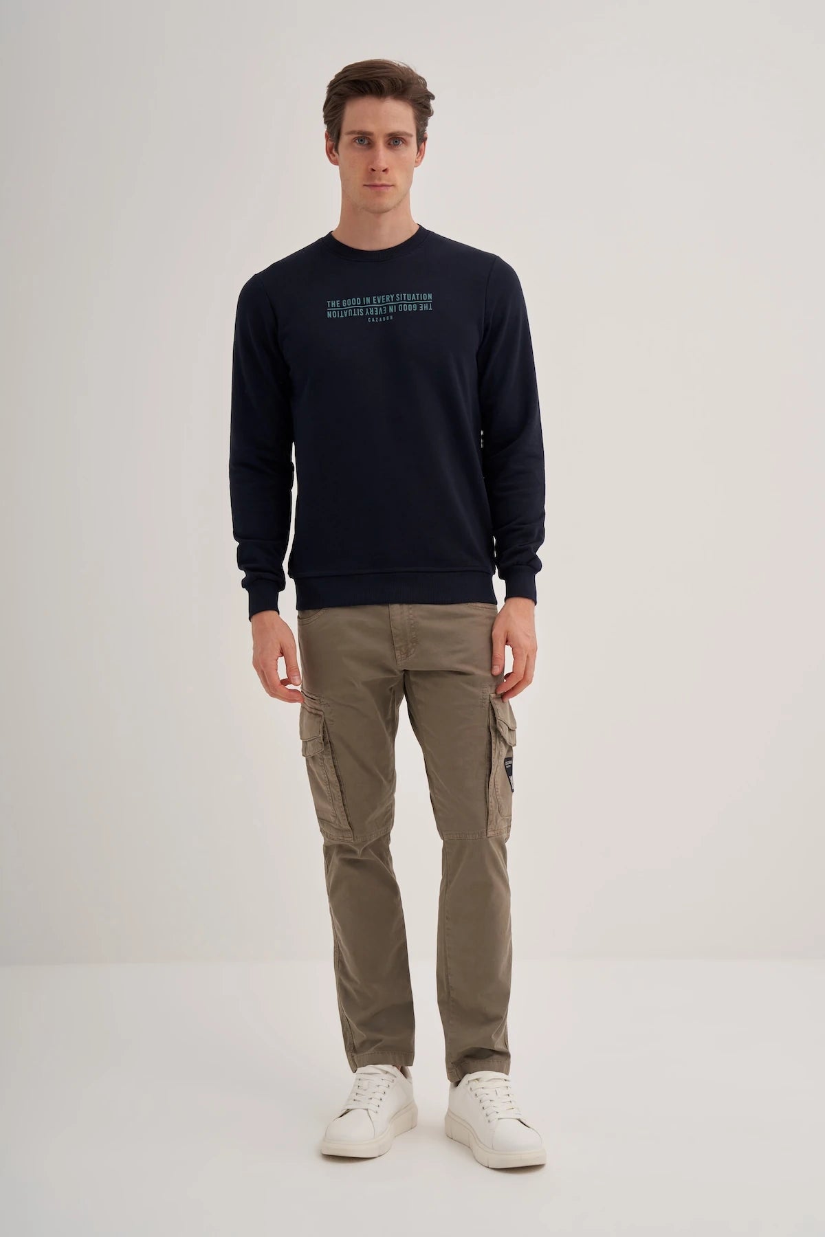 Printed Cotton Blend Slim Fit Sweatshirt