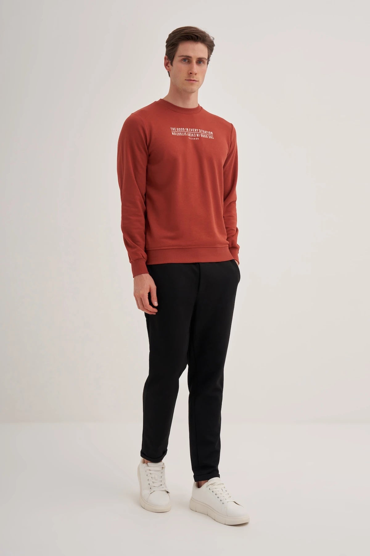 Printed Cotton Blend Slim Fit Sweatshirt