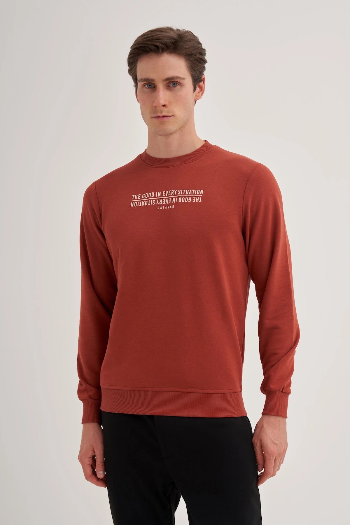 Printed Cotton Blend Slim Fit Sweatshirt